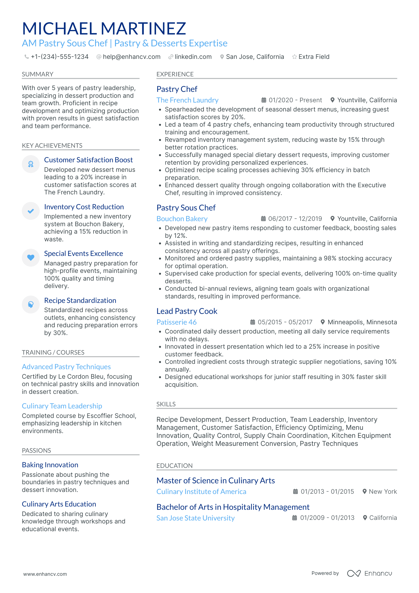 Pastry Sous Chef Resume Example