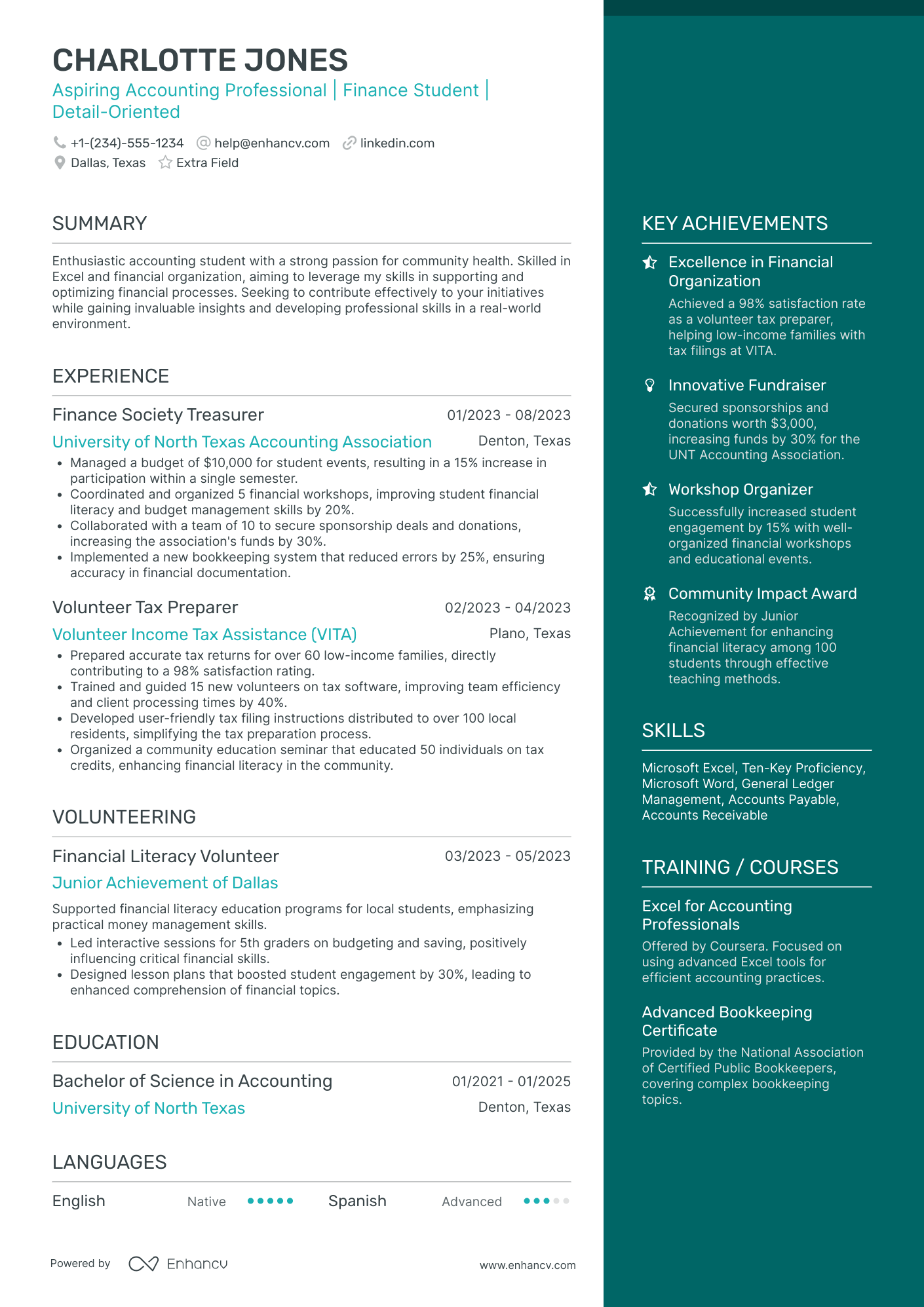 Accounts Clerk Intern Resume Example