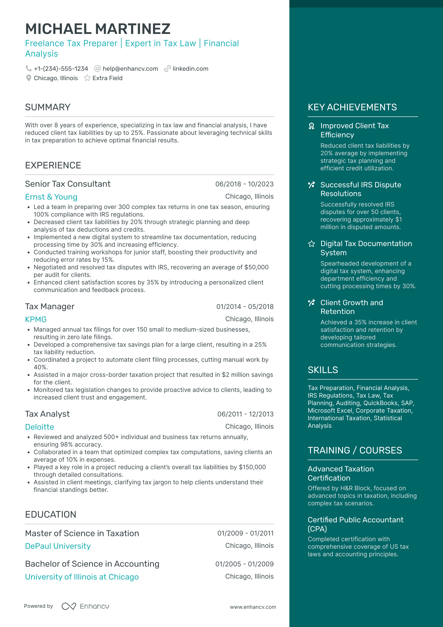 Freelance Tax Preparer Resume Example