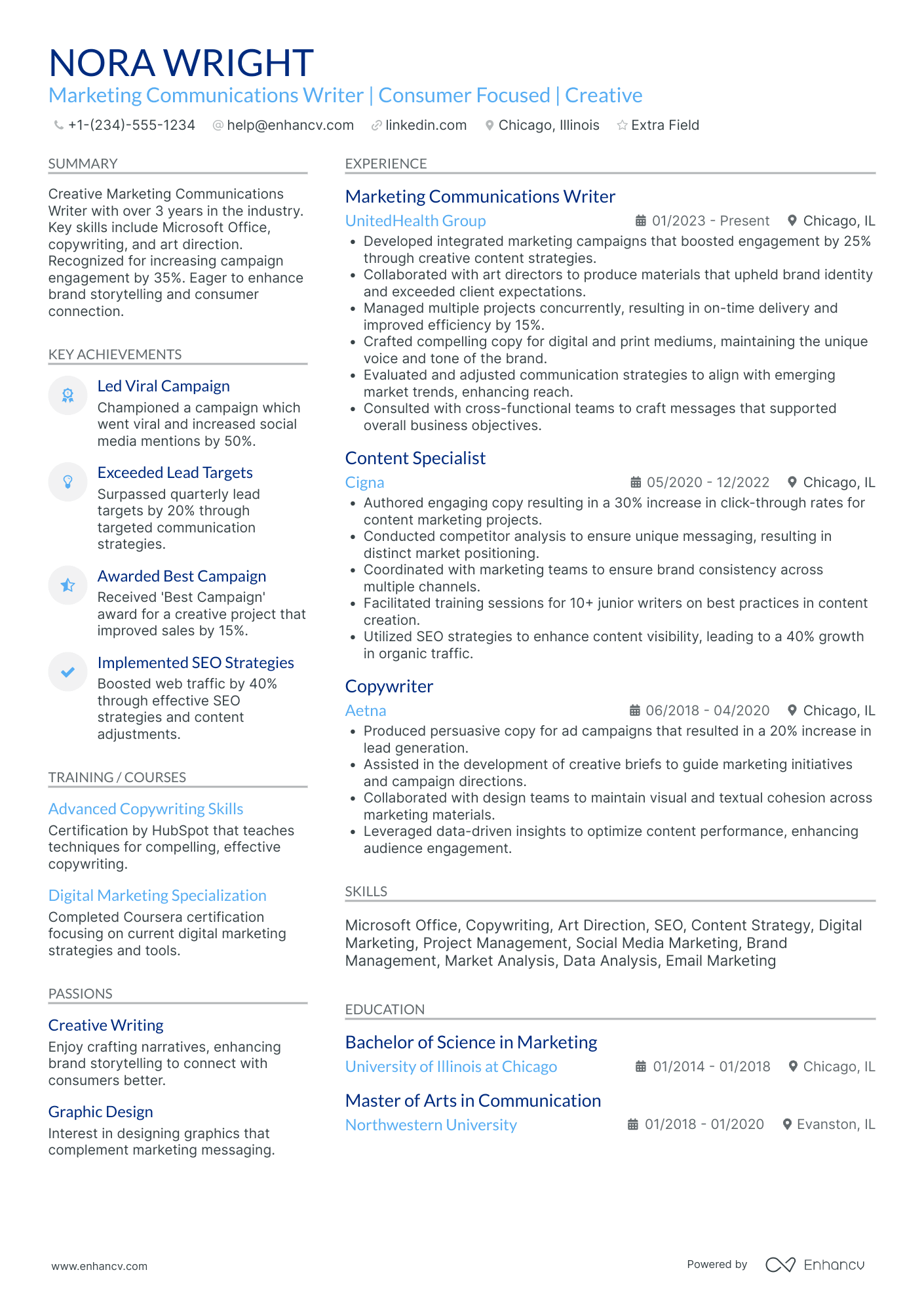 Marketing Communications Associate Resume Example