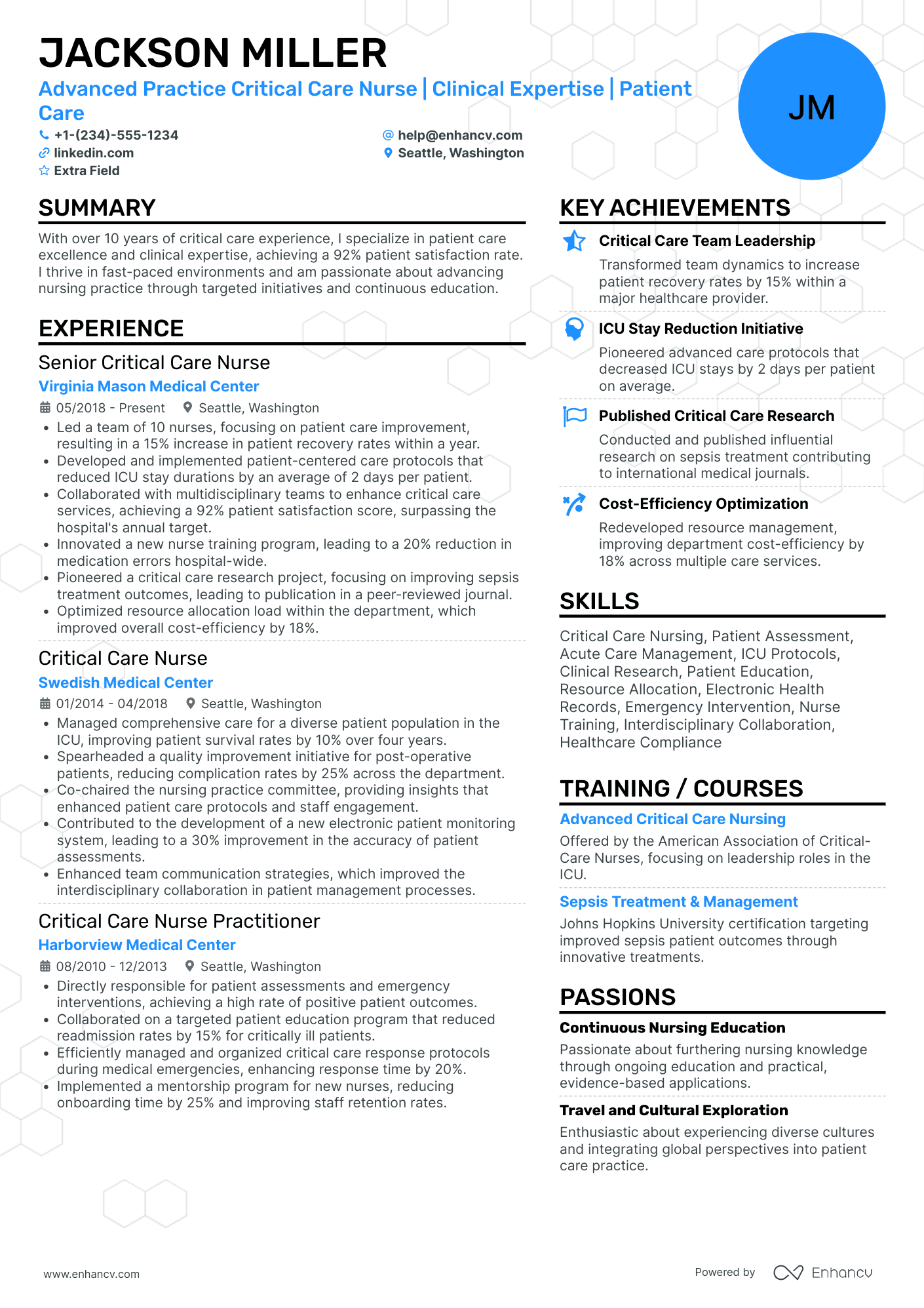 Advanced Practice Critical Care Nurse Resume Example