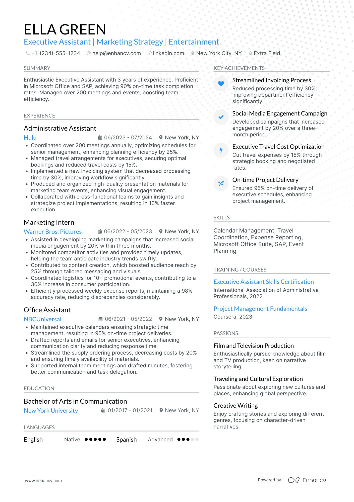 Marketing Assistant Executive Resume Example