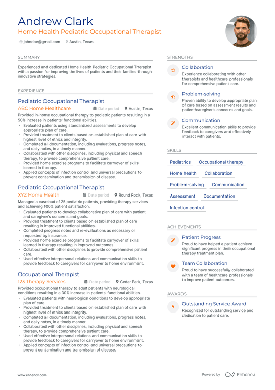 Occupational Therapist Resume Example