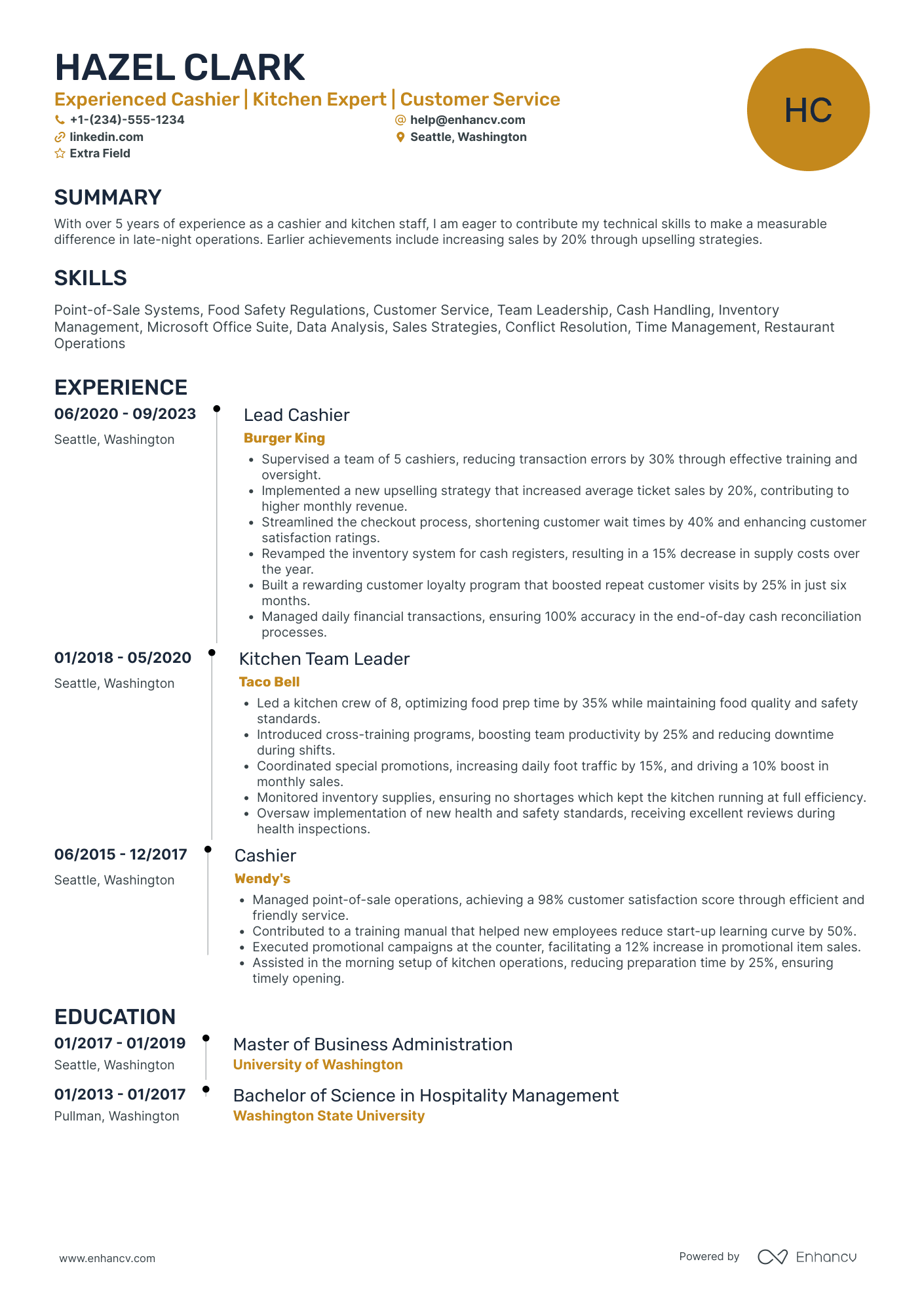 McDonalds Kitchen Staff Resume Example