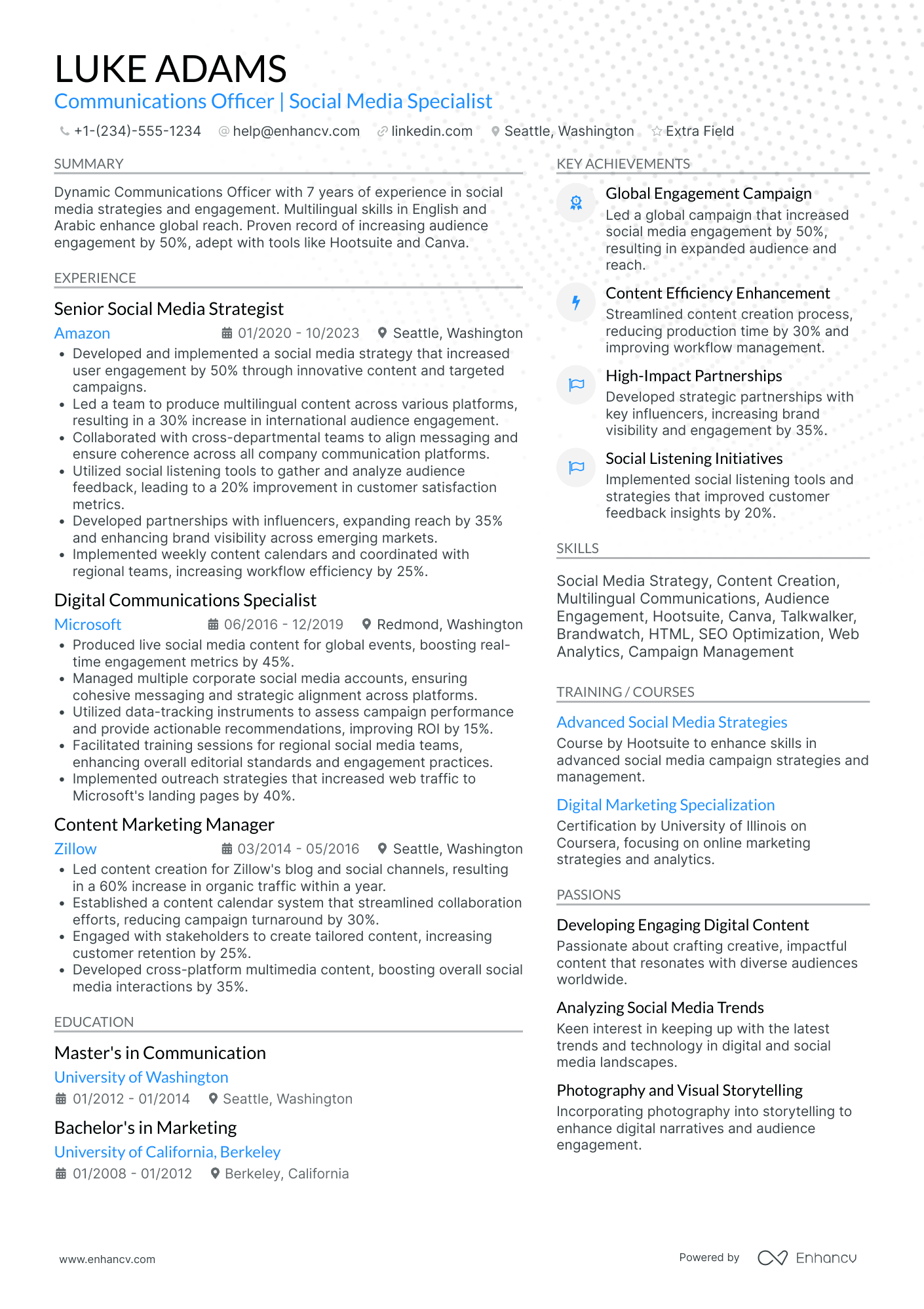 Social Media Marketing Consultant Resume Example