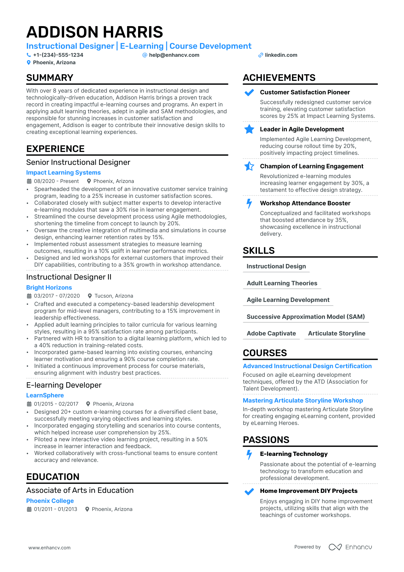 Instructional Designer Resume Example