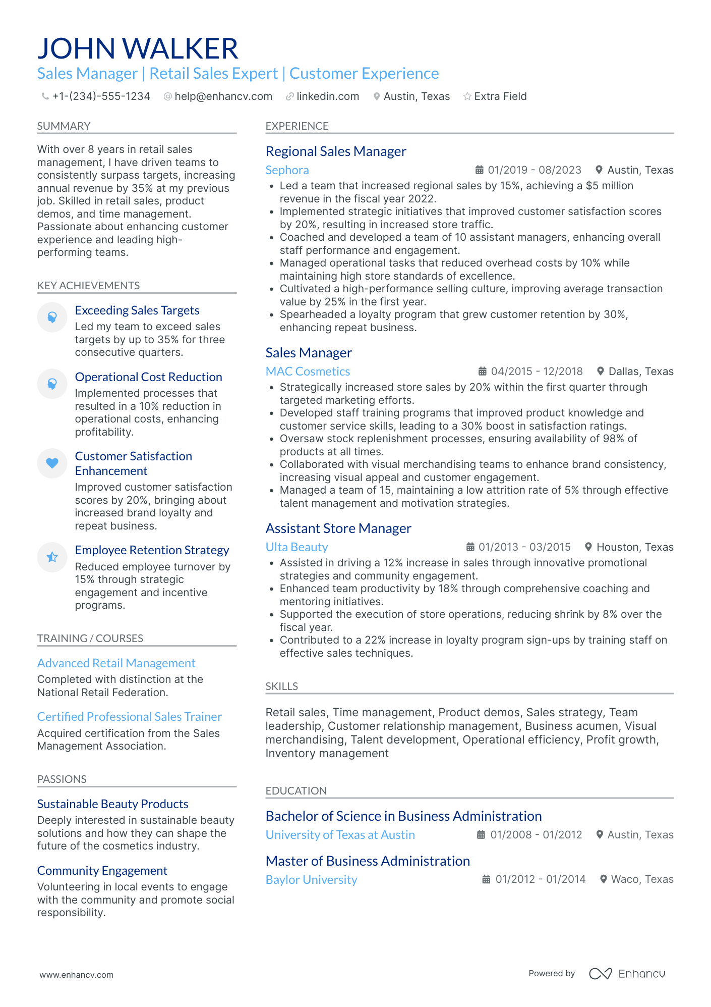 Multi Store Manager Resume Example