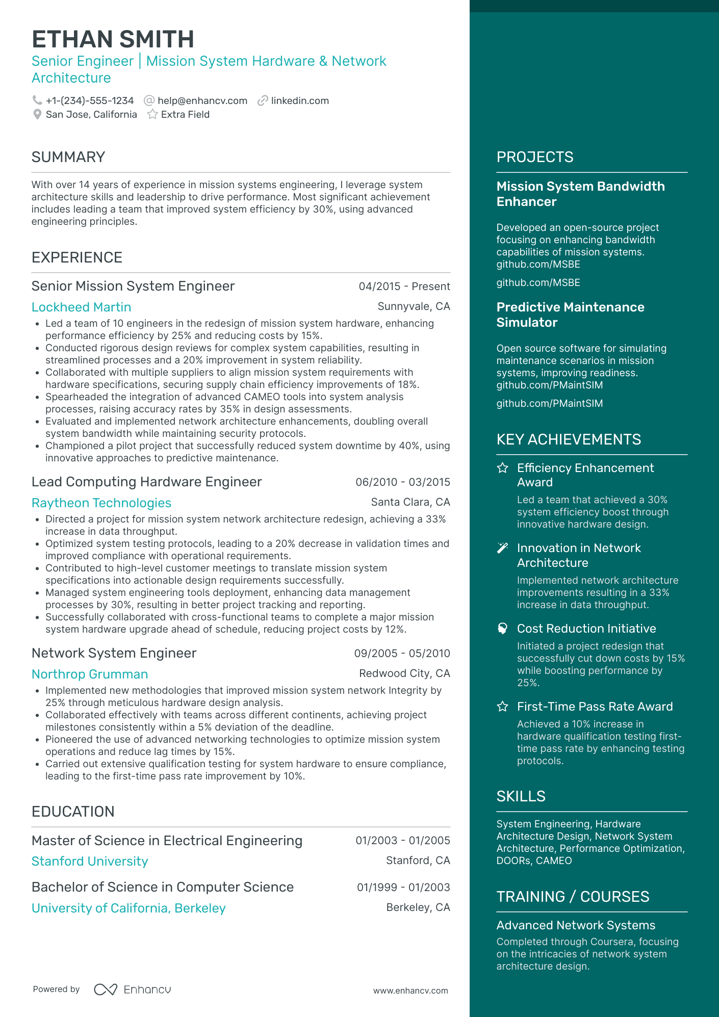 Computer Network Engineer Resume Example