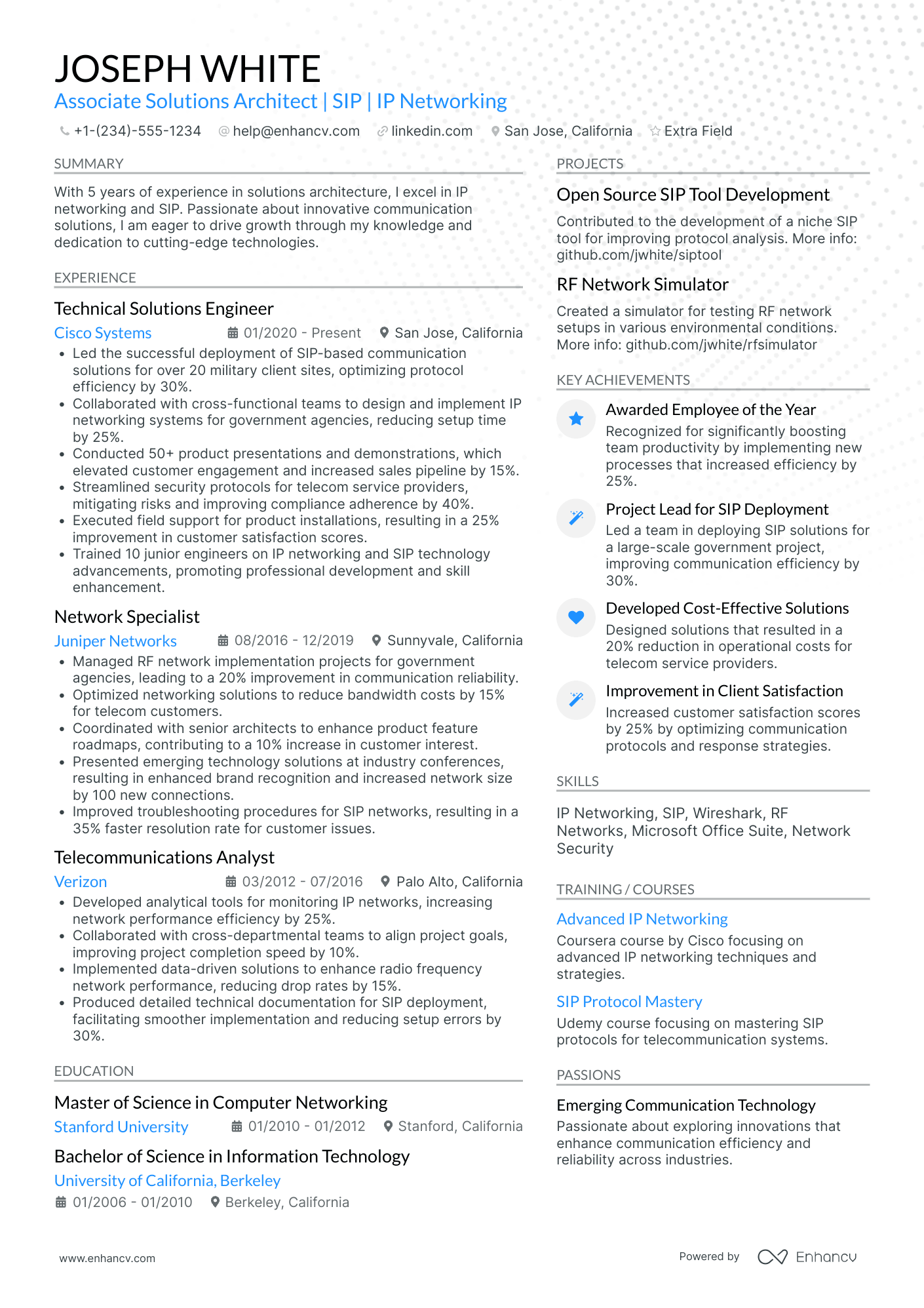 Associate Solutions Architect Resume Example