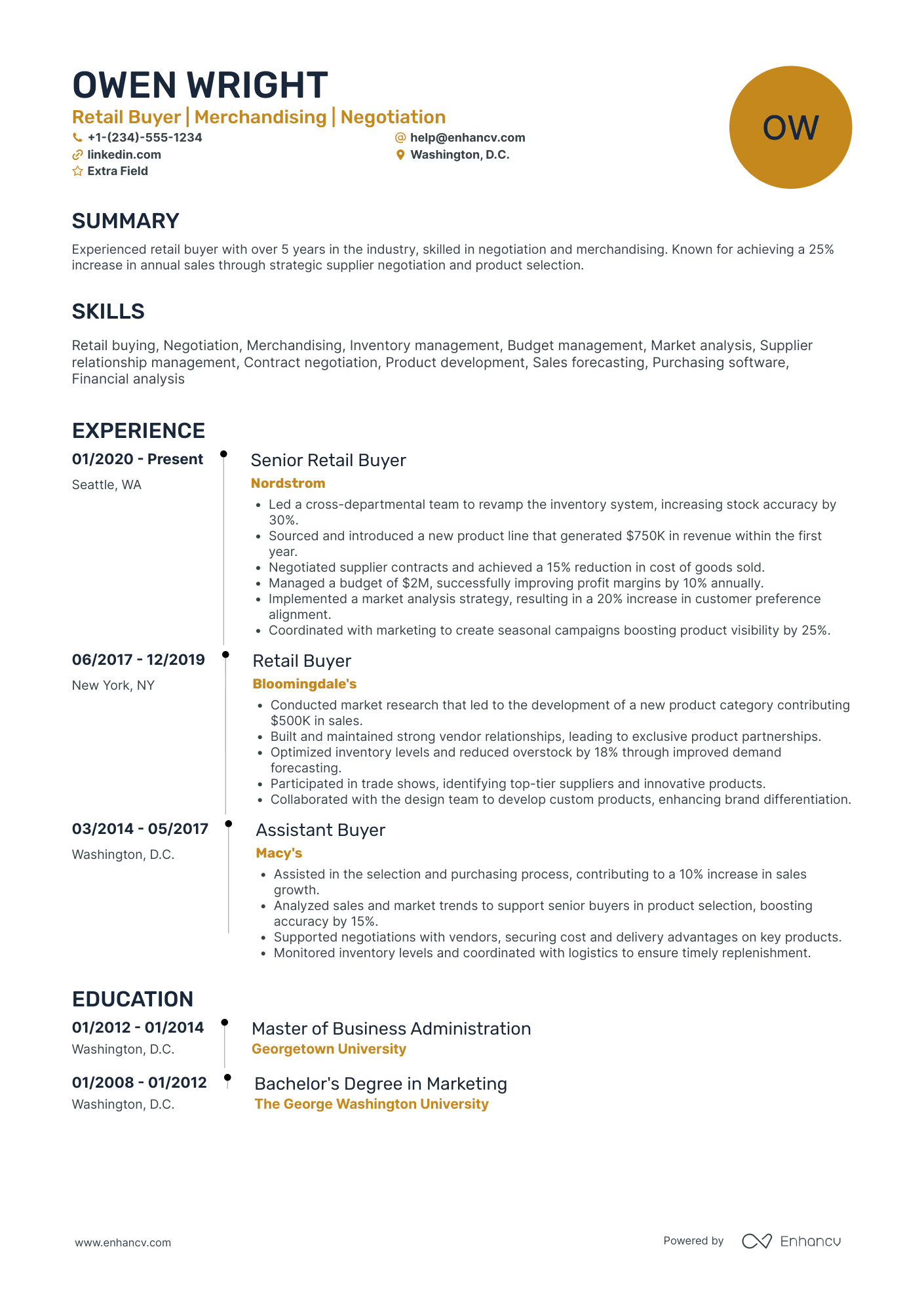 Retail Buyer Resume Example