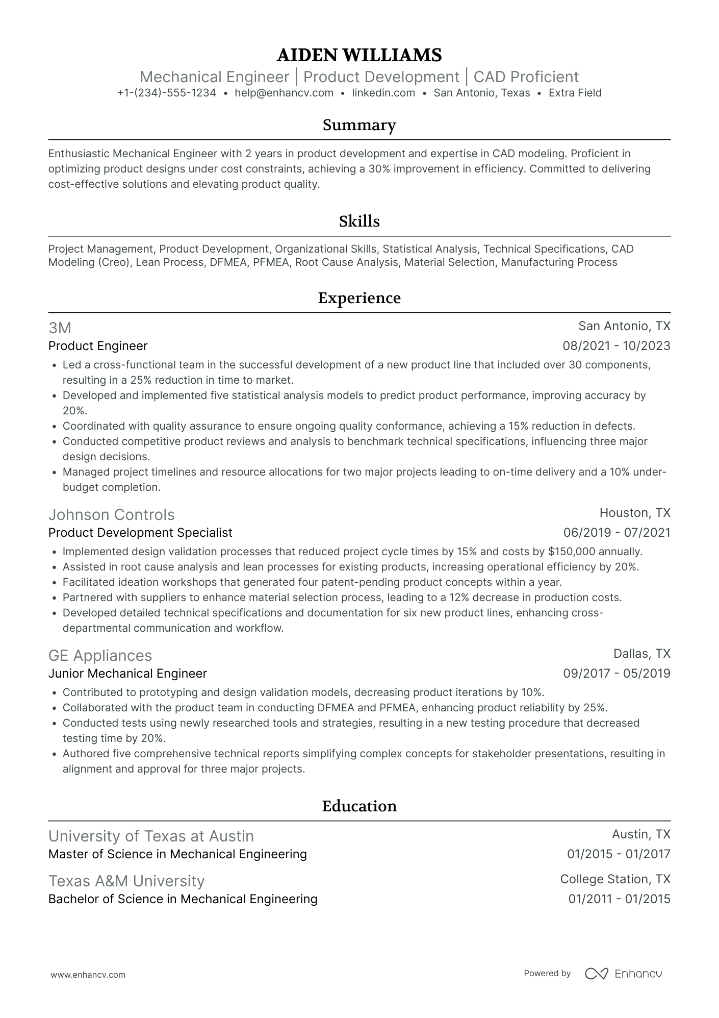 Associate Product Engineer Resume Example