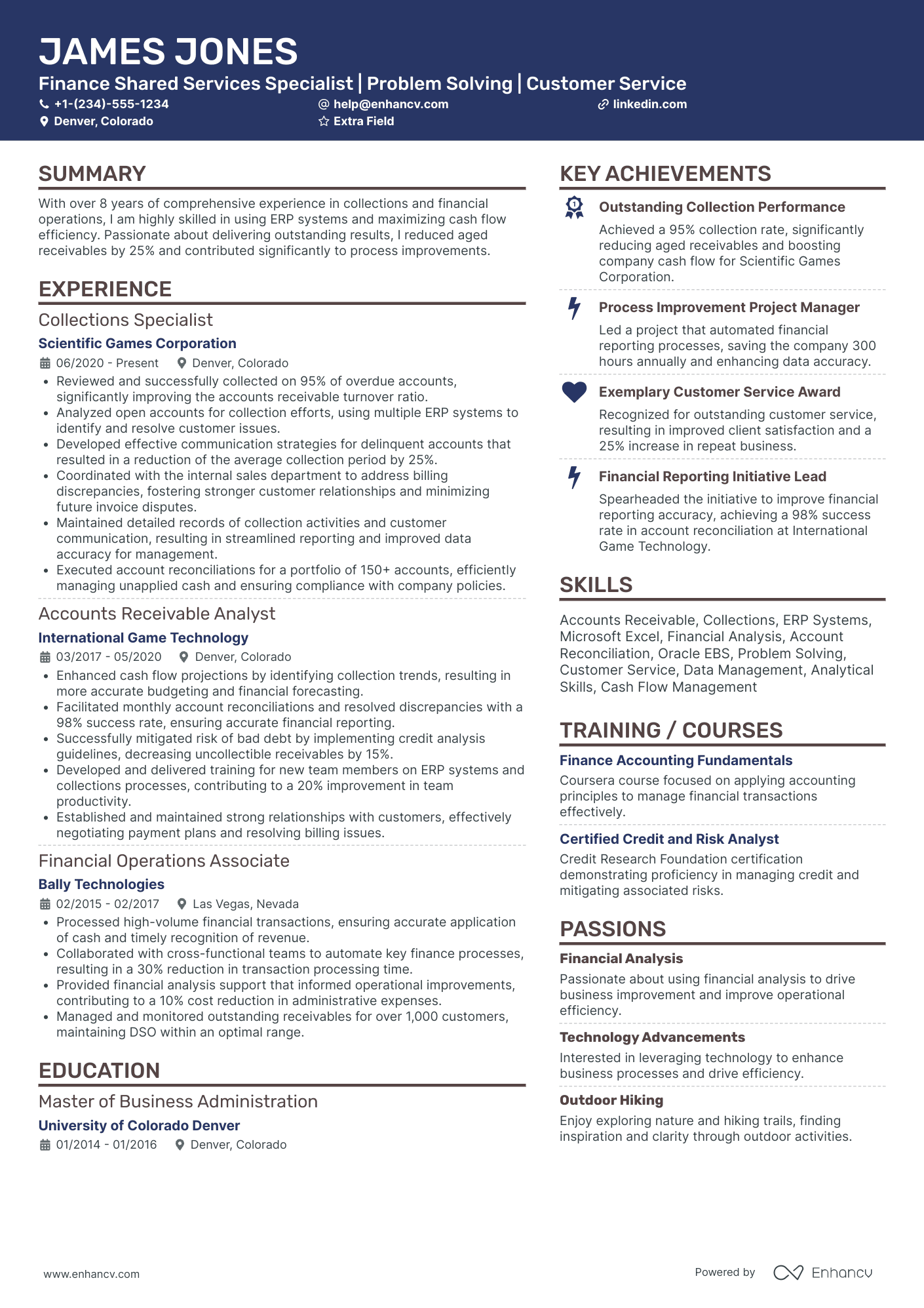 B2B Collections Specialist Resume Example