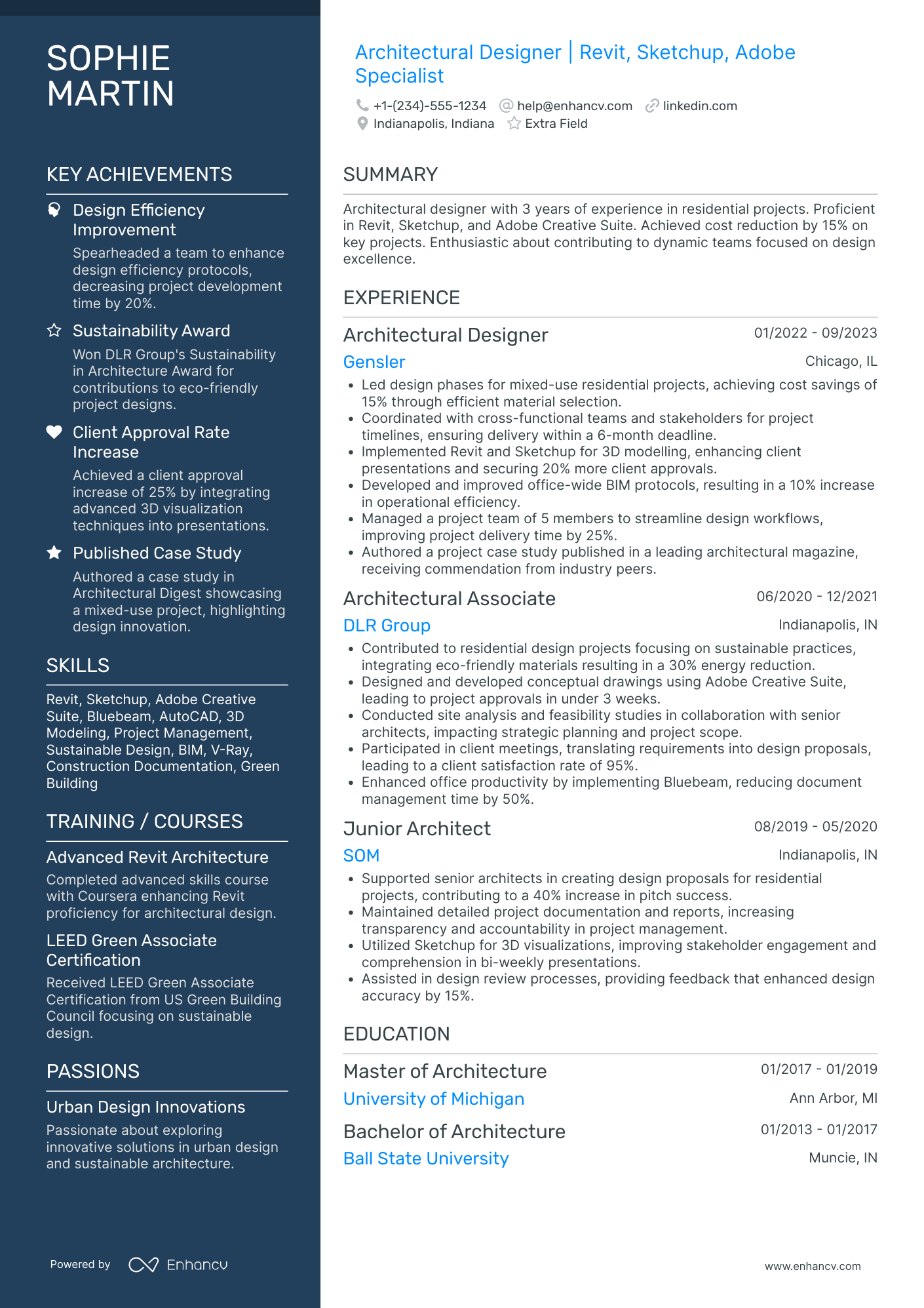 Entry Level Architectural Designer Resume Example