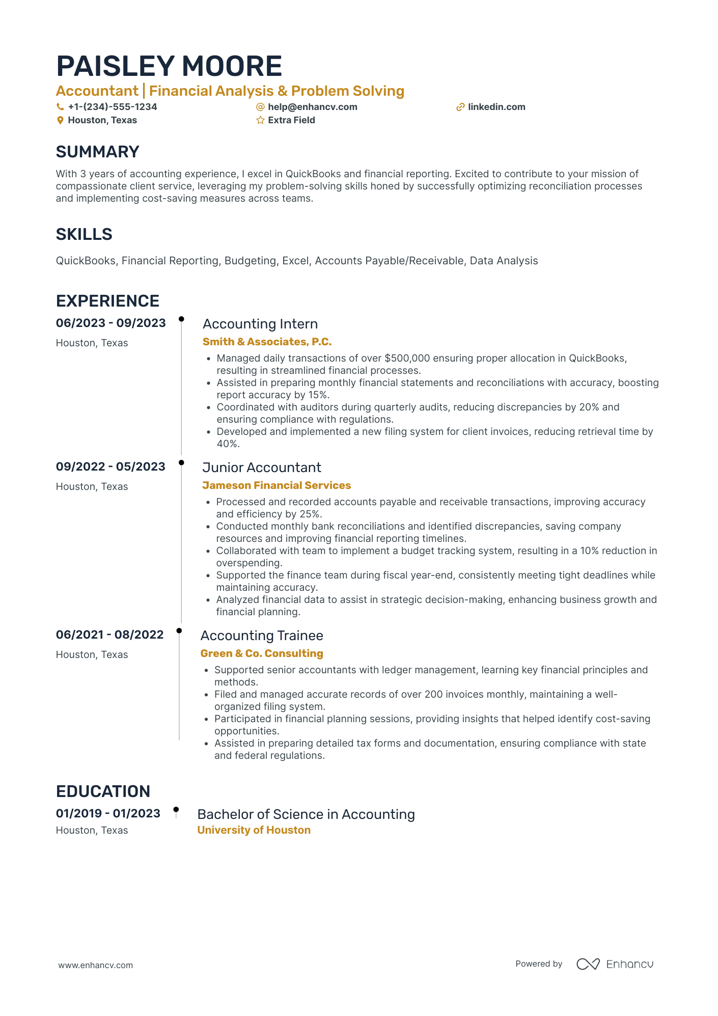 Accounting Assistant Clerk Resume Example