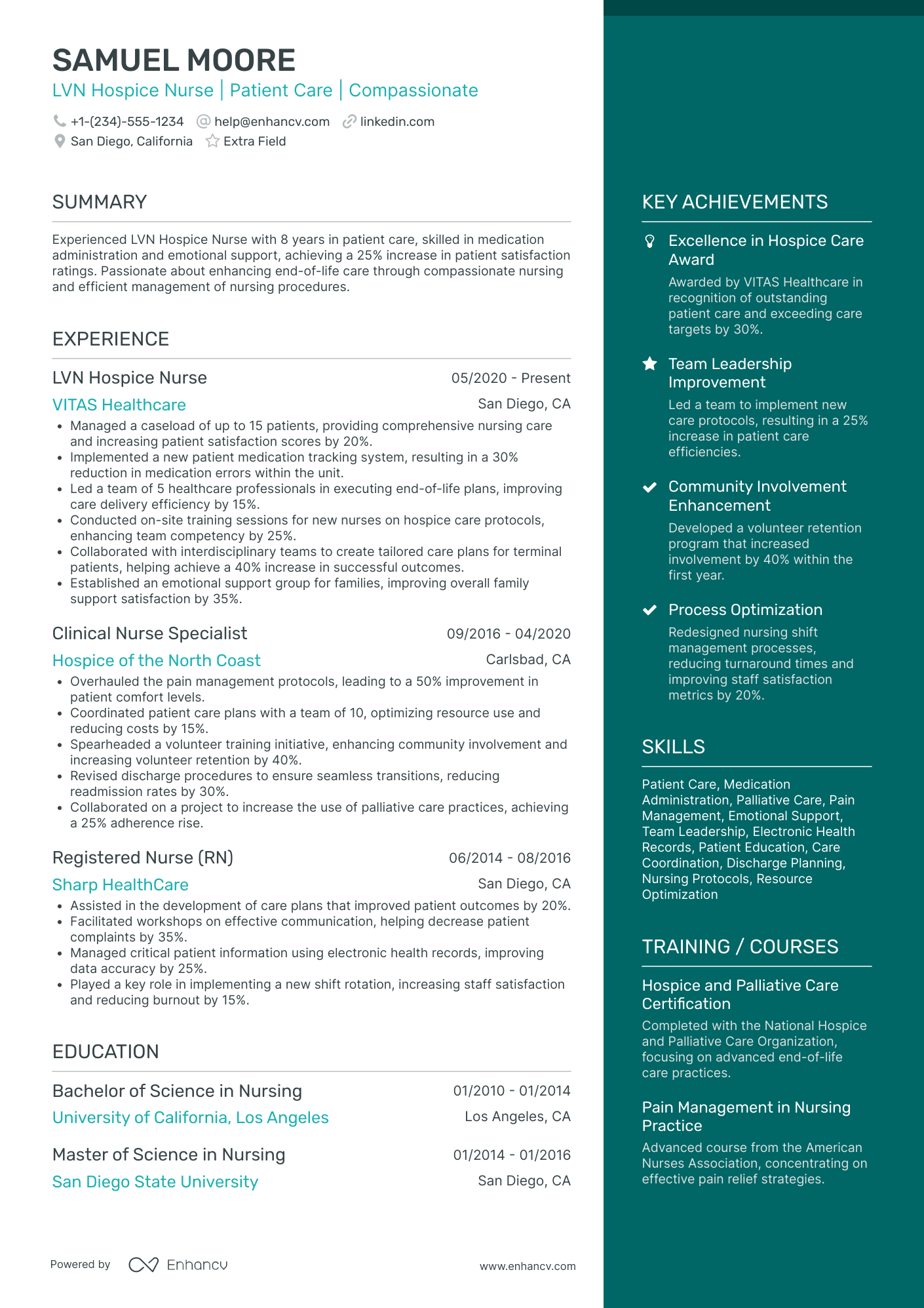 LVN Hospice Nurse Resume Example