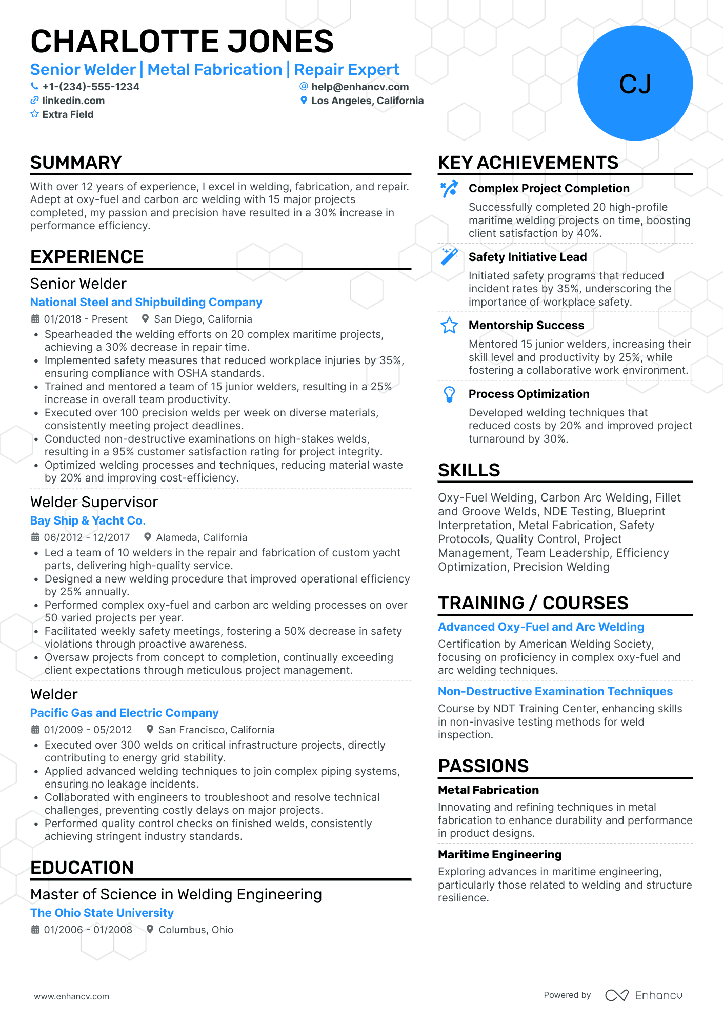 Senior Welder Resume Example