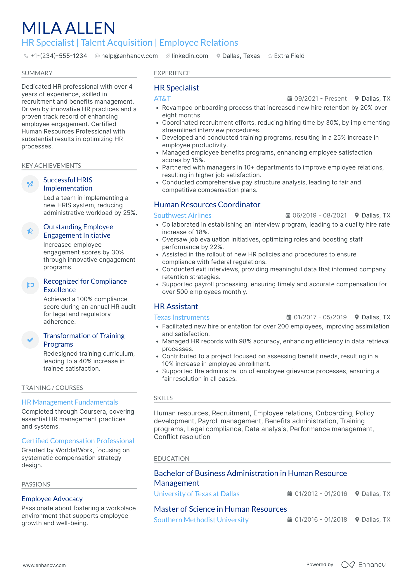 Entry Level HR Assistant Resume Example