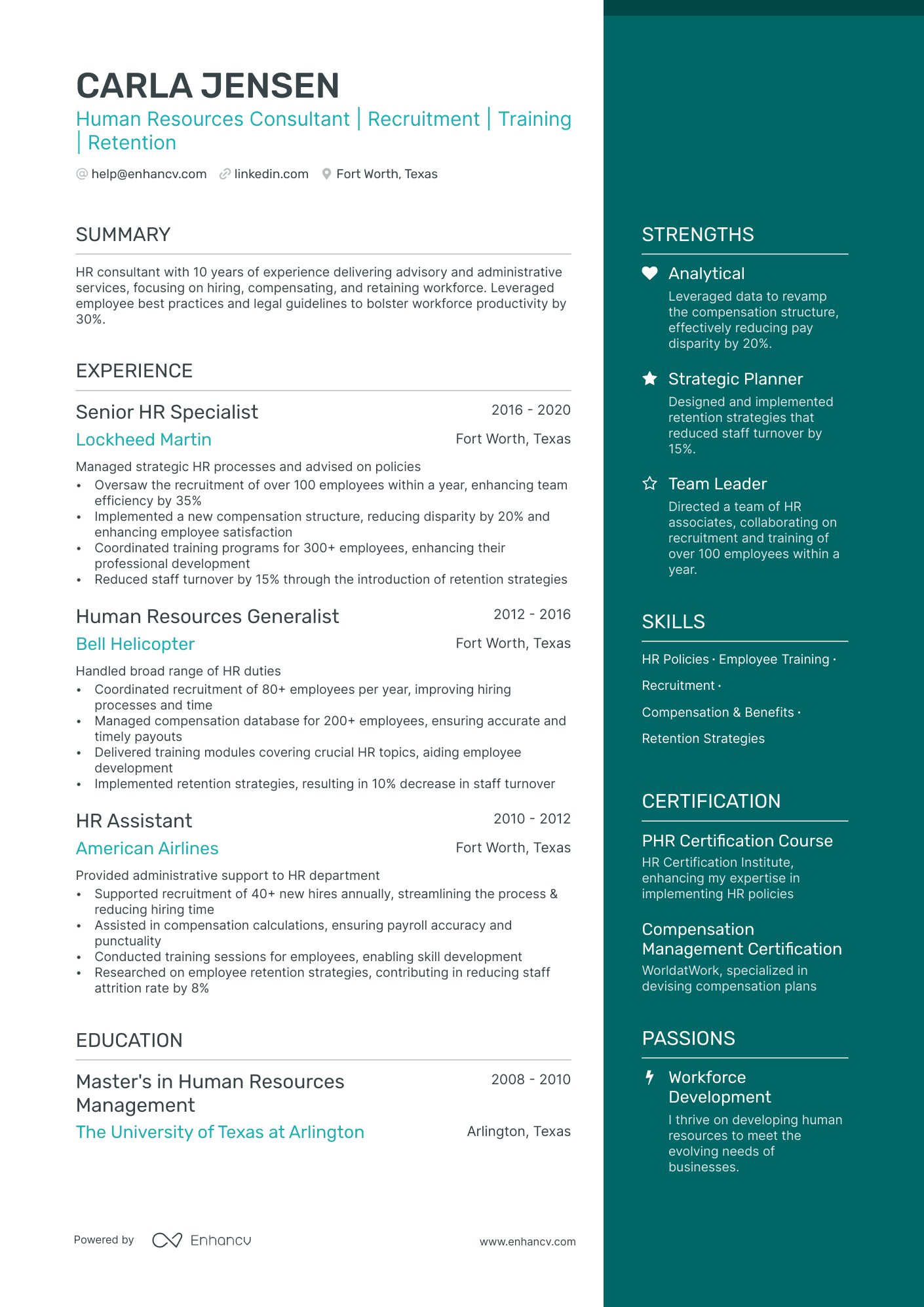 Human Resources Consultant Resume Example