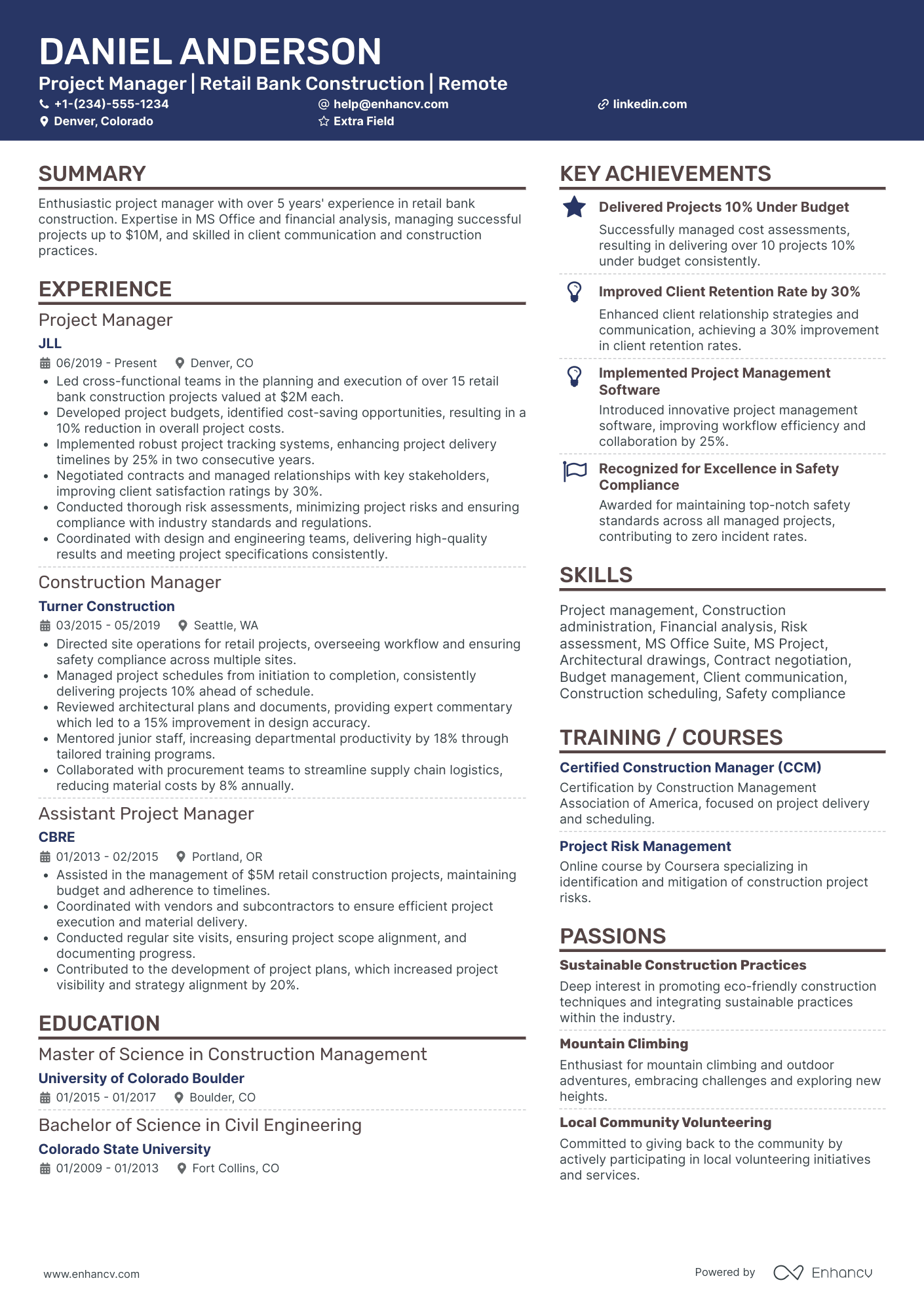 Bank Project Manager Resume Example