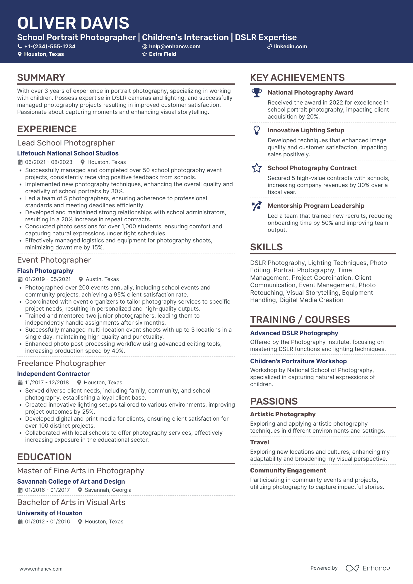 Freelance Travel Photographer Resume Example