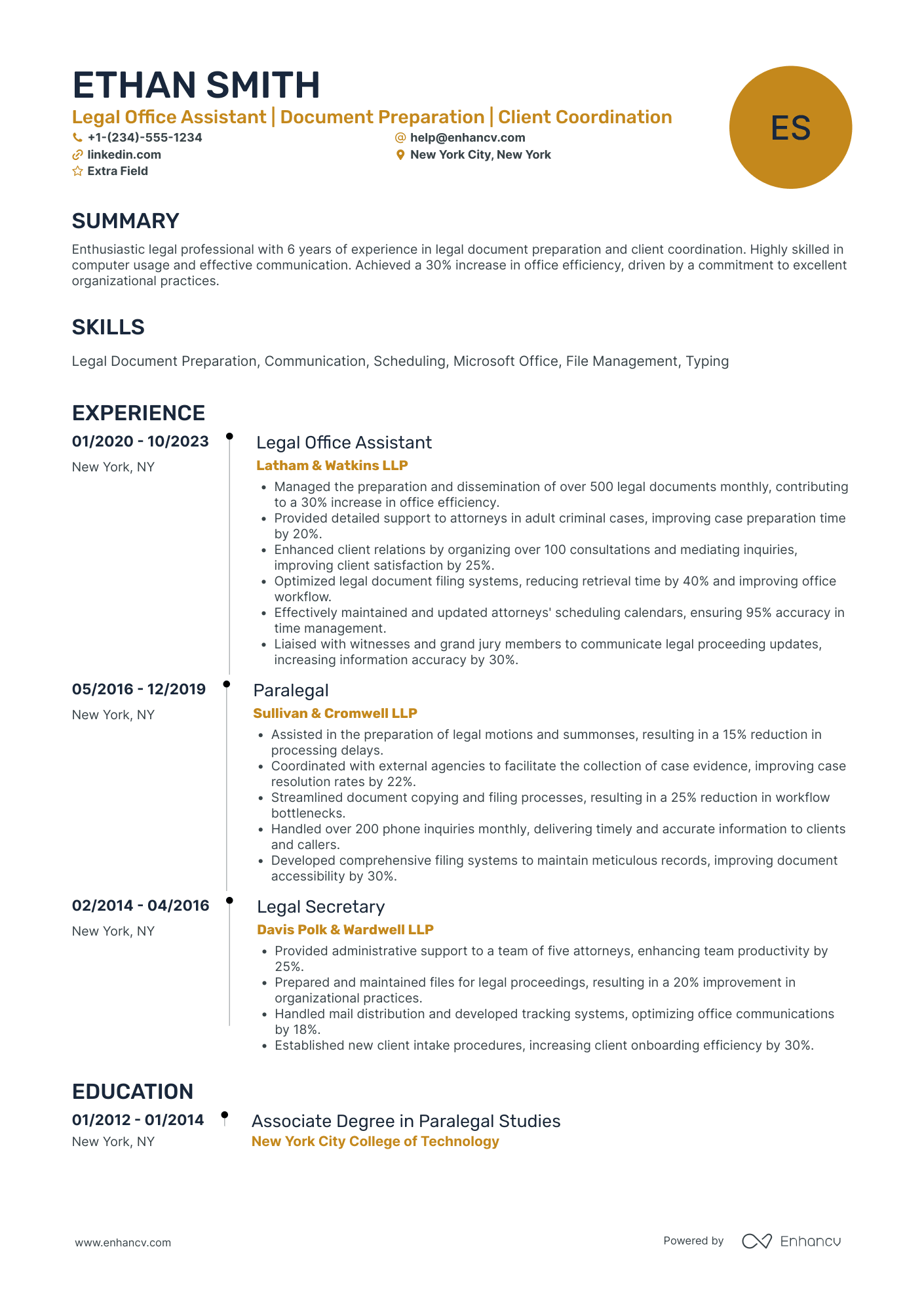 Legal Office Assistant Resume Example