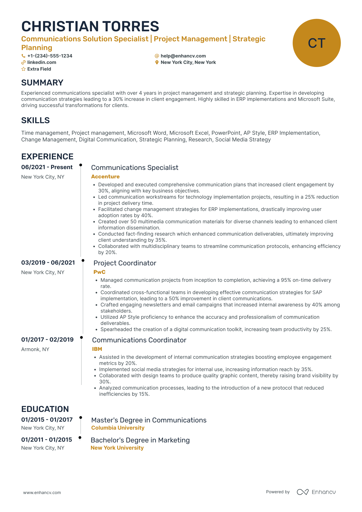 Deloitte Digital Marketing Specialist Resume Example