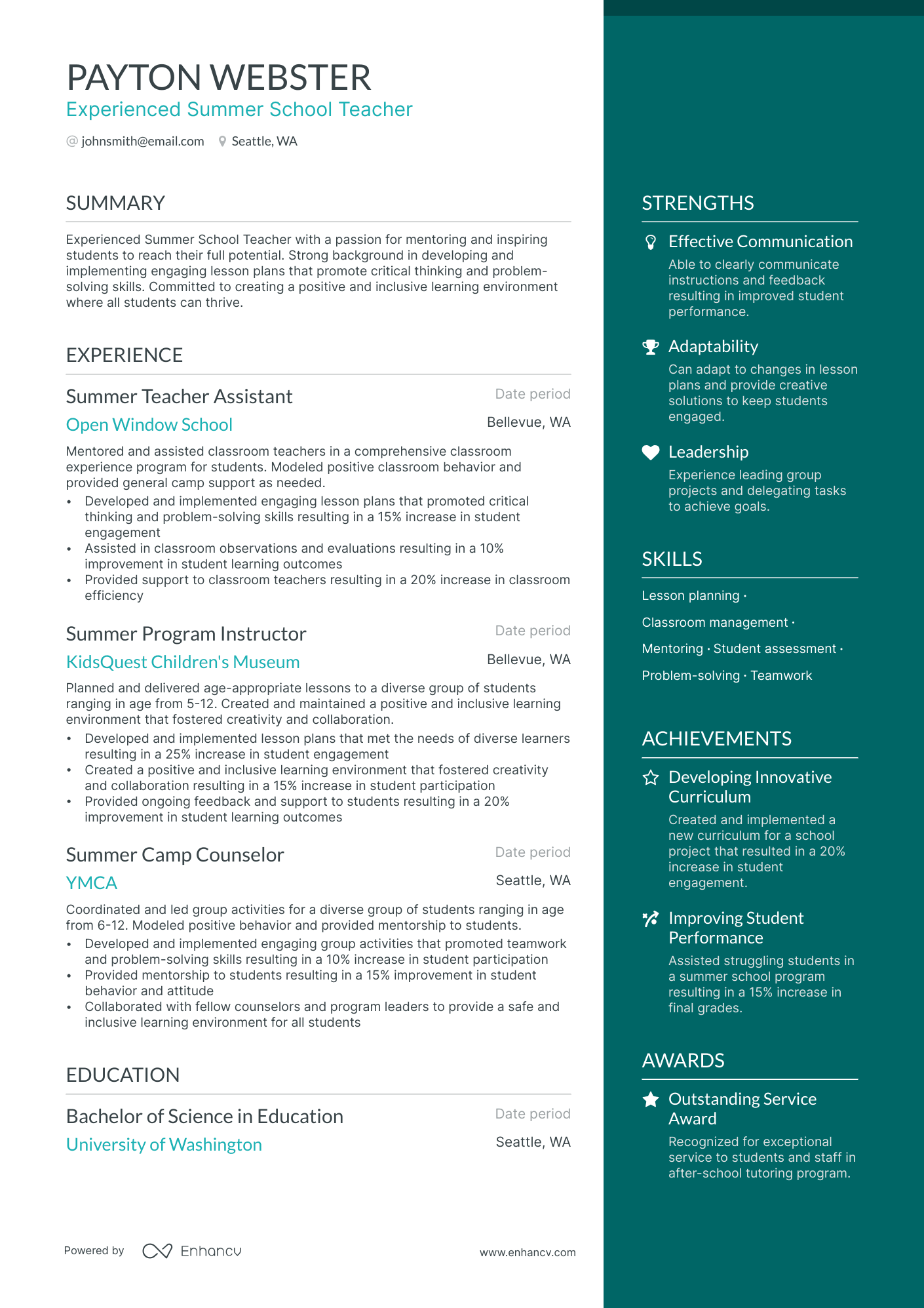 3 After School Teacher Resume Examples & Guide for 2024