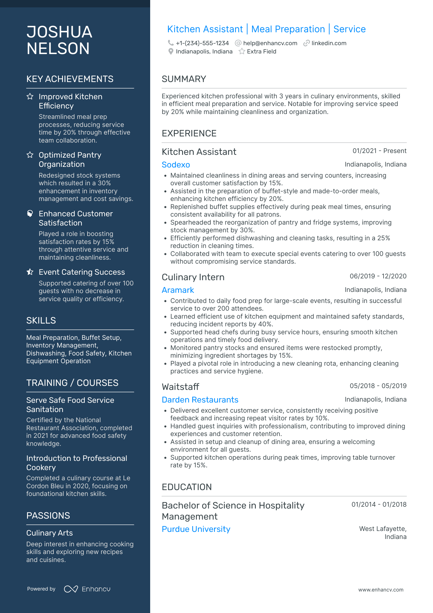 Dishwasher Assistant Resume Example