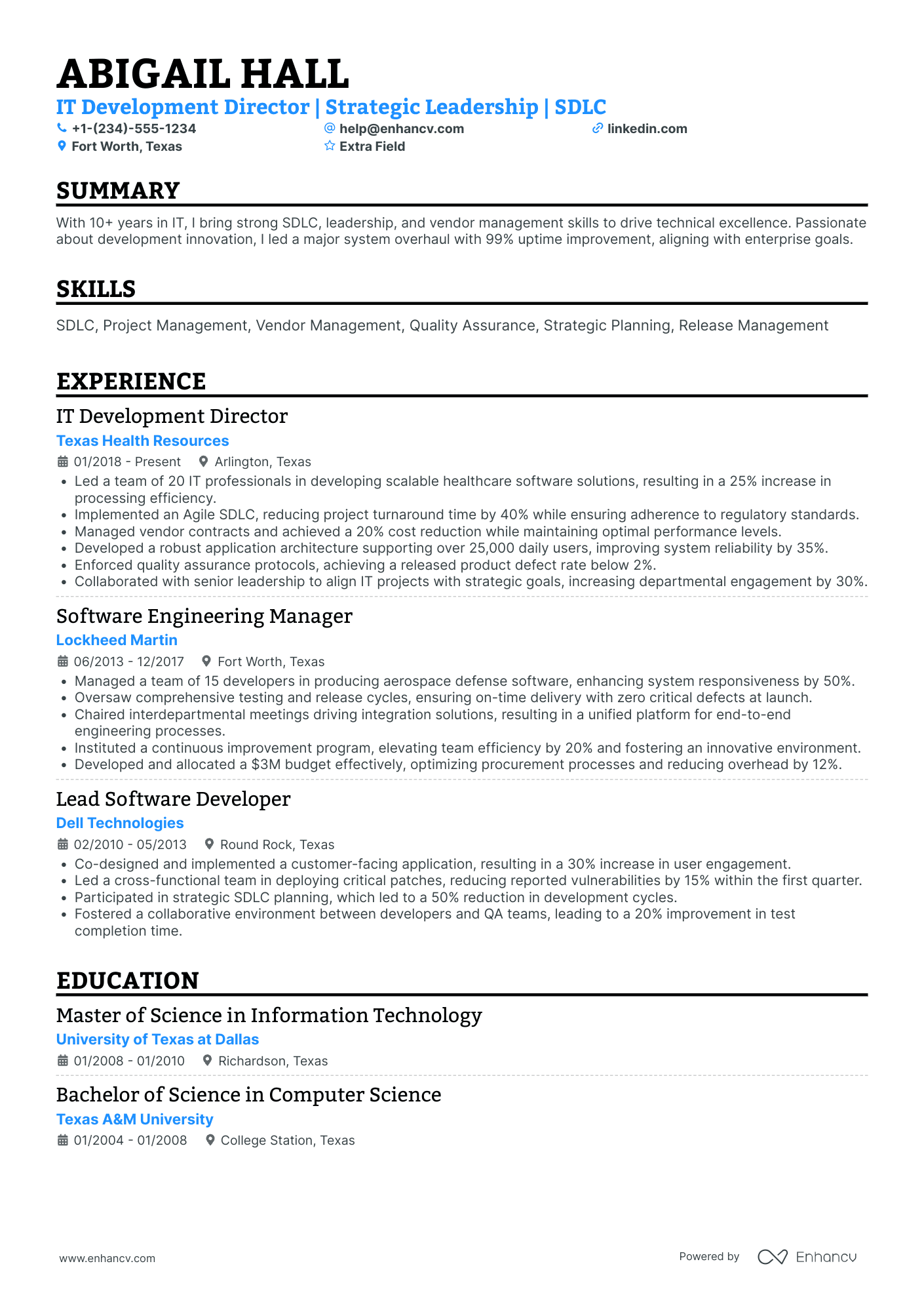 IT Application Developer Resume Example