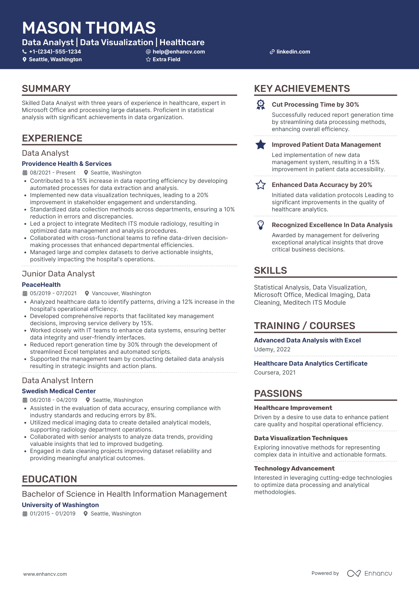 Accenture Junior Data Analyst Resume Example