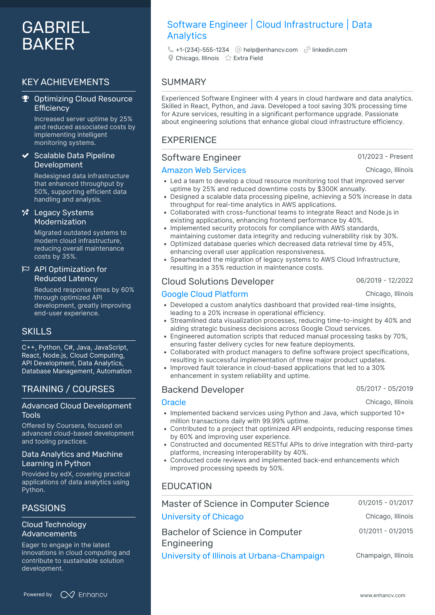 Software Engineer Trainee Resume Example