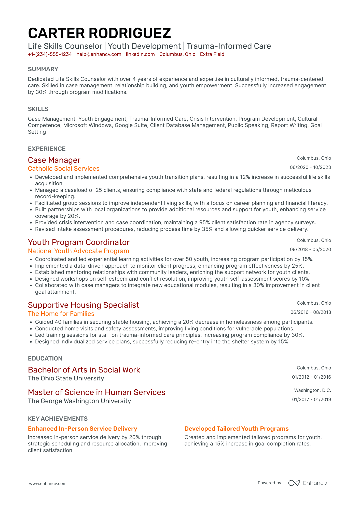 Special Needs Camp Counselor Resume Example