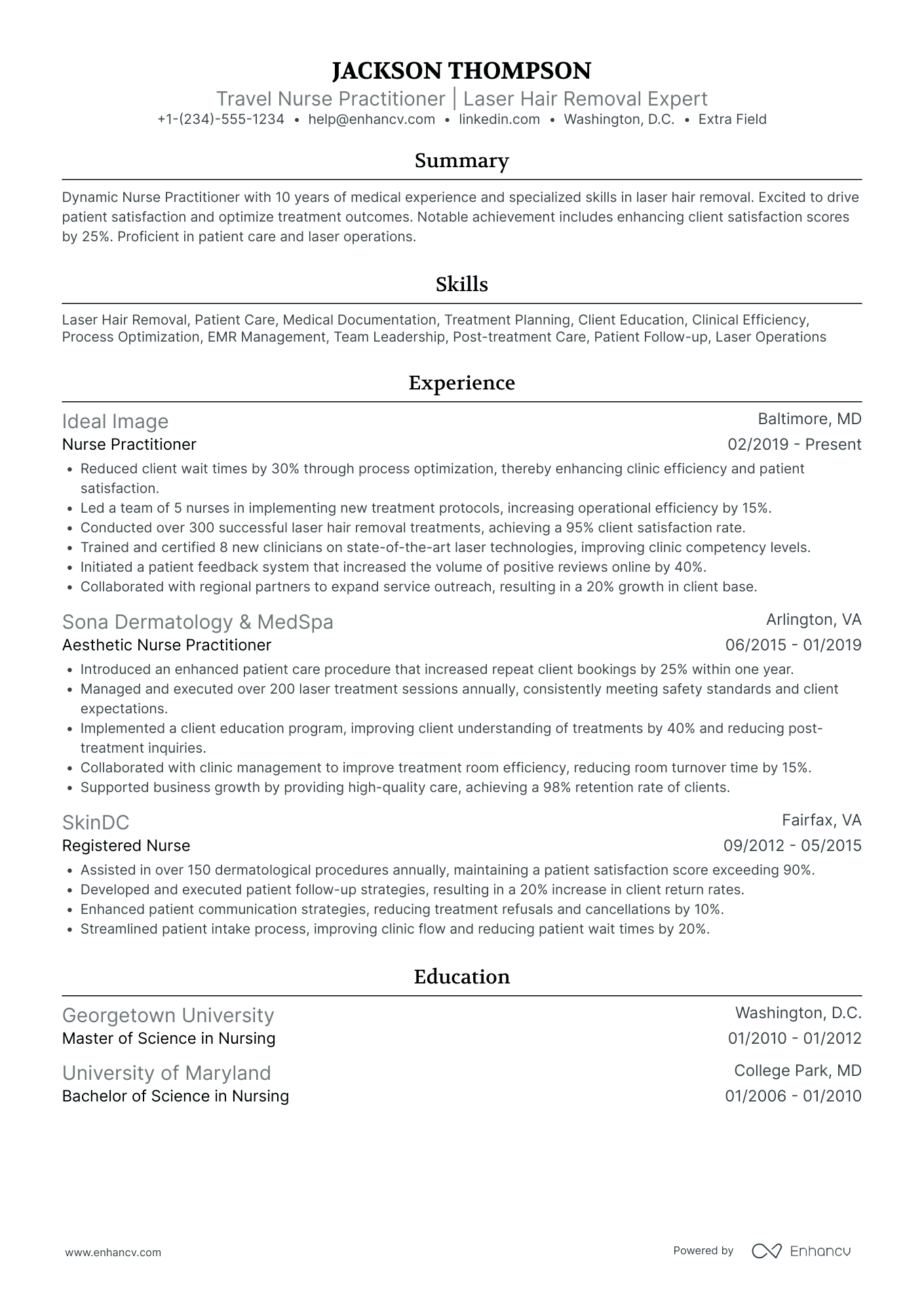 Travel Nurse Practitioner Resume Example