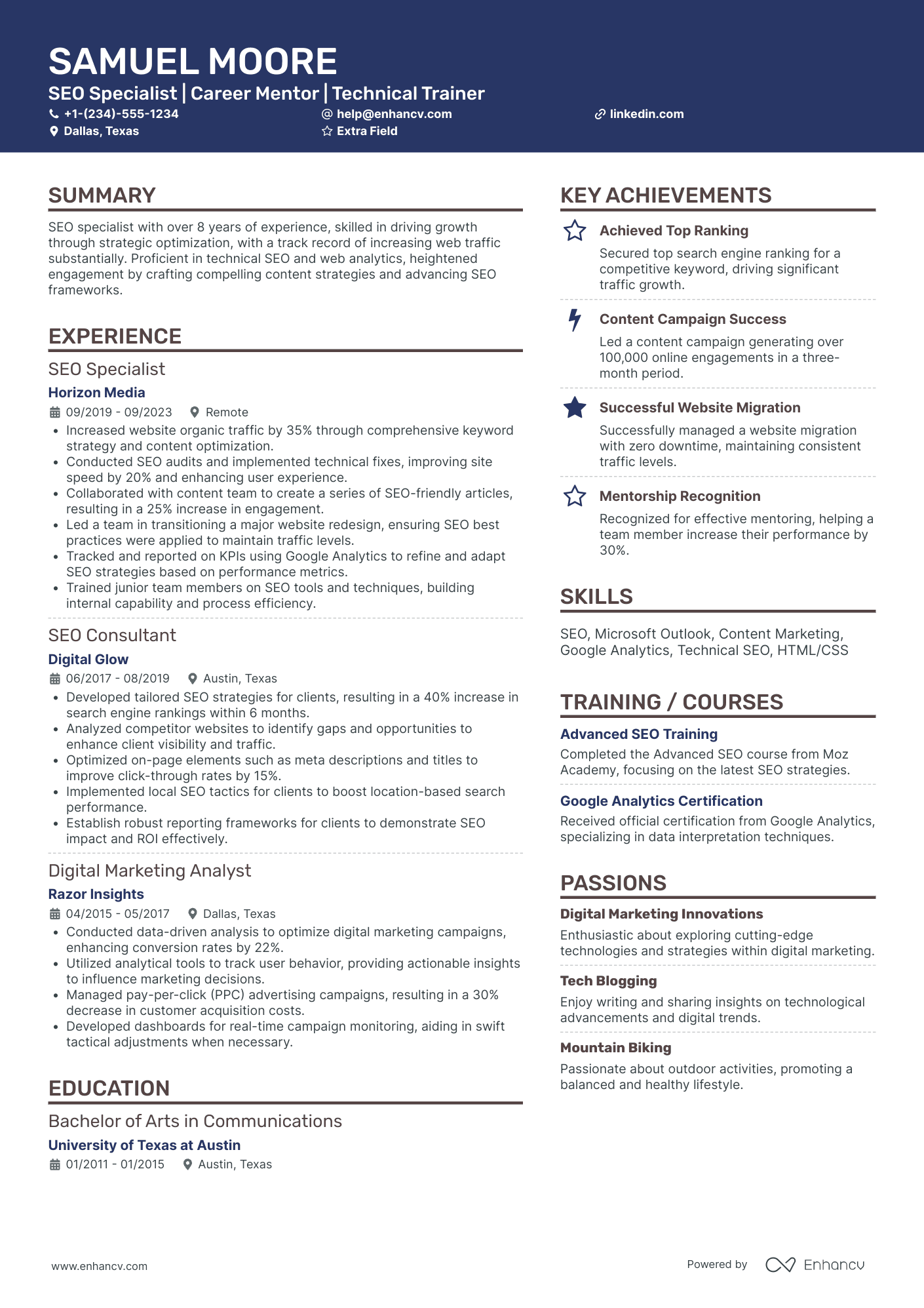 Career Mentor Resume Example