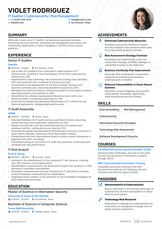 IT Auditor Resume Example