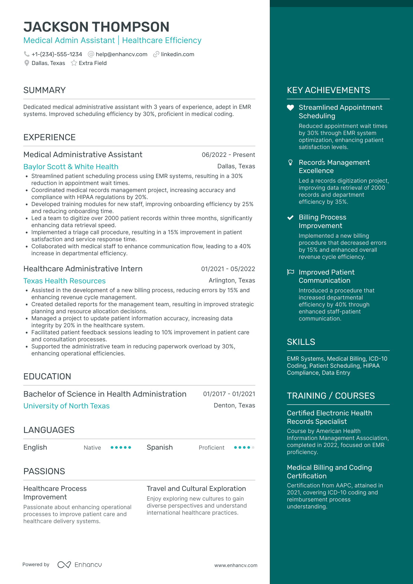 Medical Administrative Assistant Specialist Resume Example