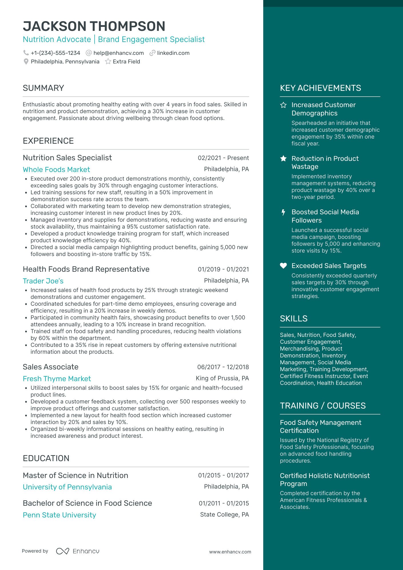 Brand Ambassador Trainer Resume Example