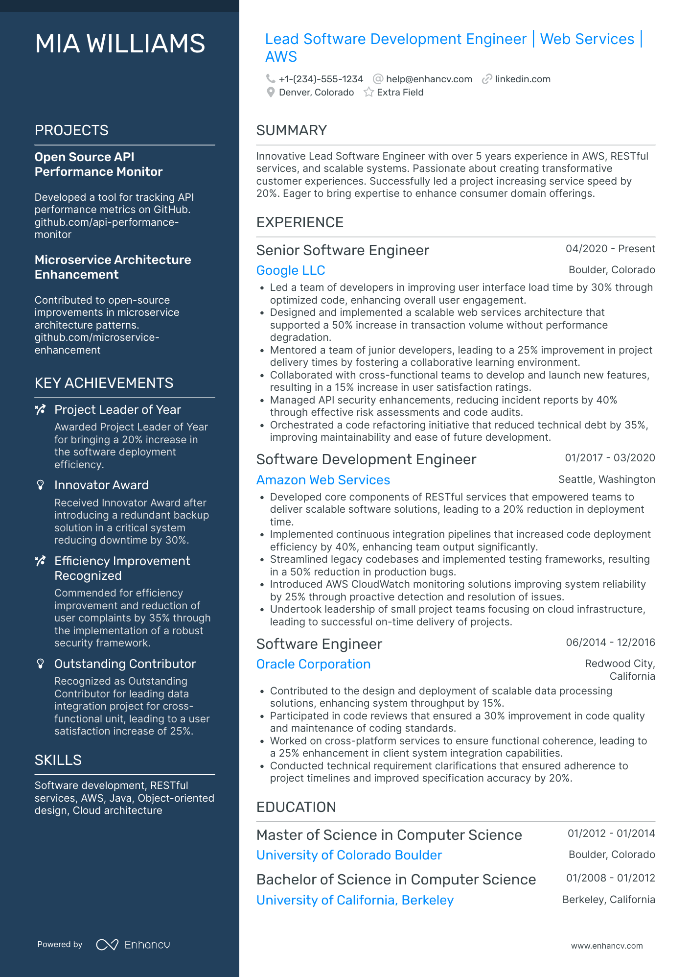 Lead Blockchain Developer Resume Example