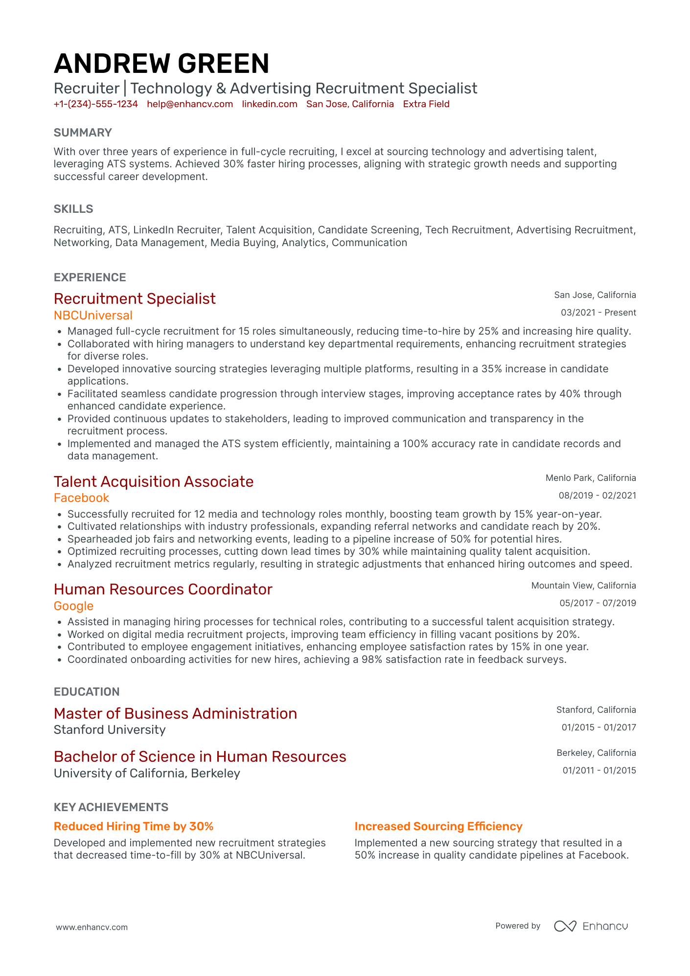 Freelance Recruiter Resume Example