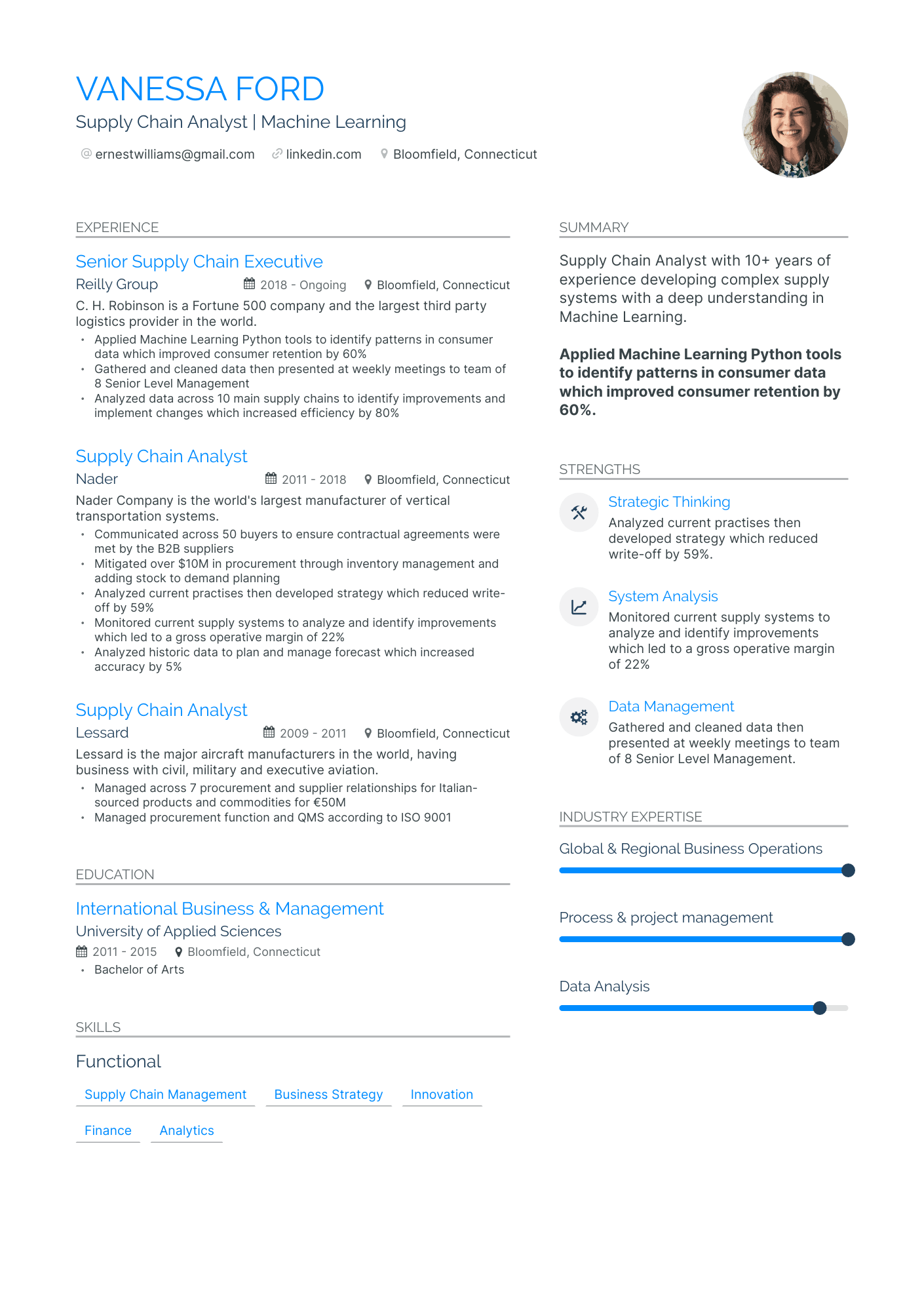 Supply Chain Analyst Resume Example