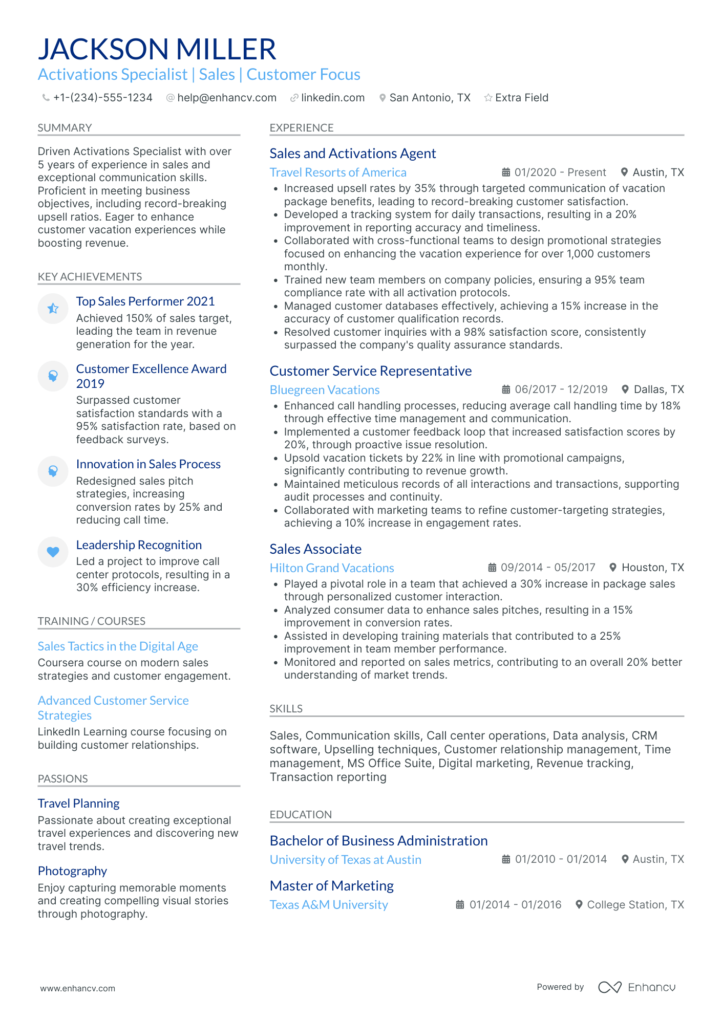 Travel Call Center Representative Resume Example