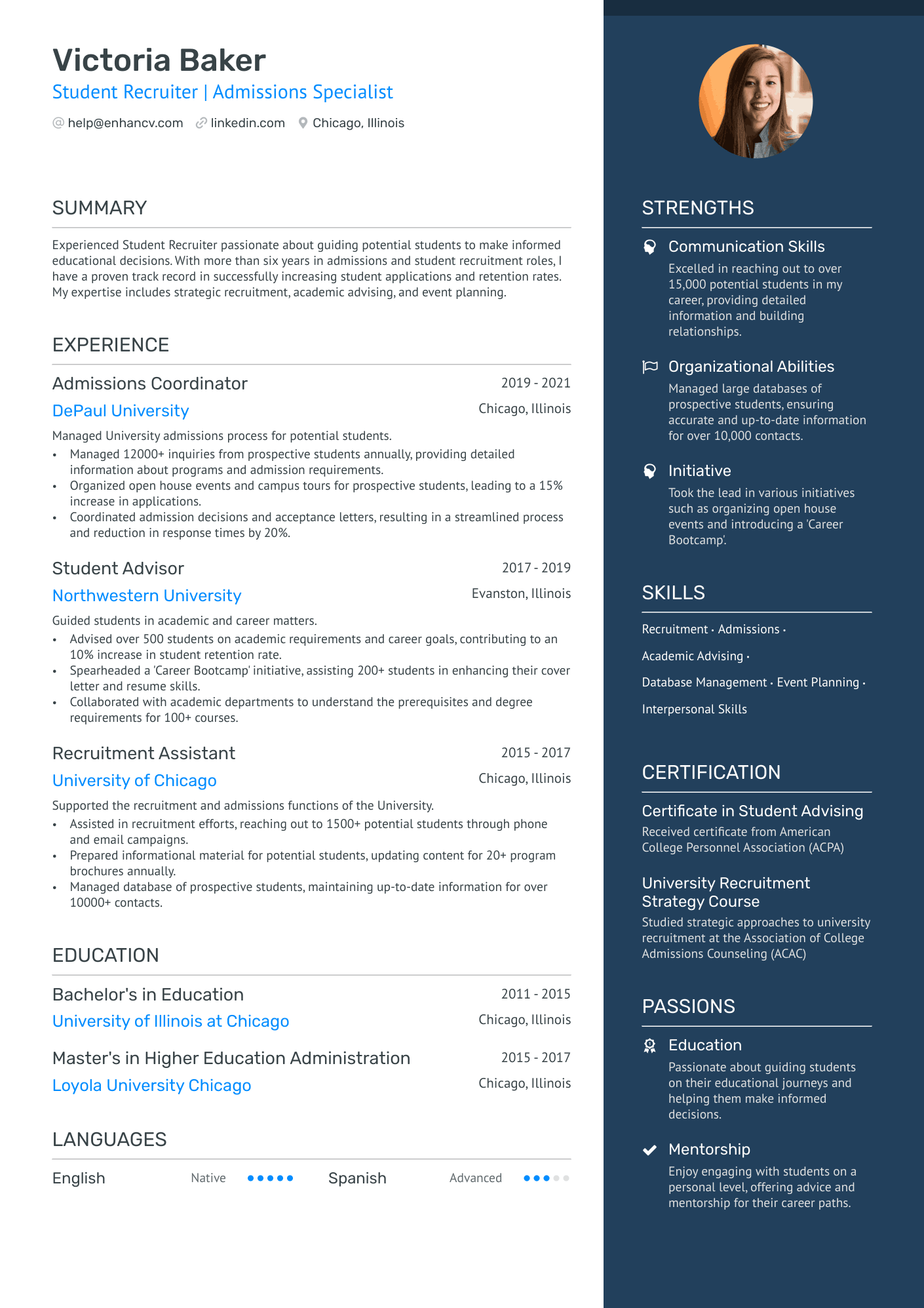 University Recruiter Resume Example