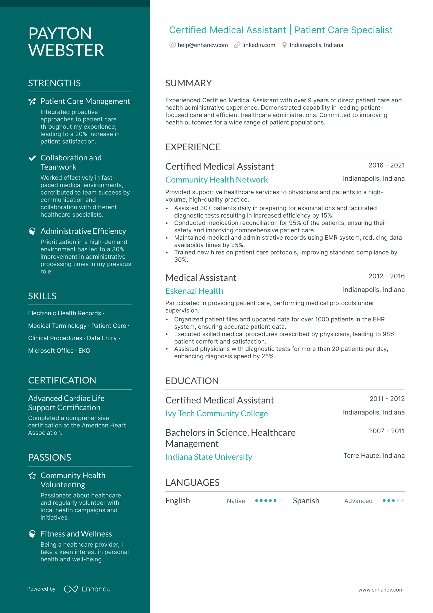 Certified Medical Assistant Resume Example