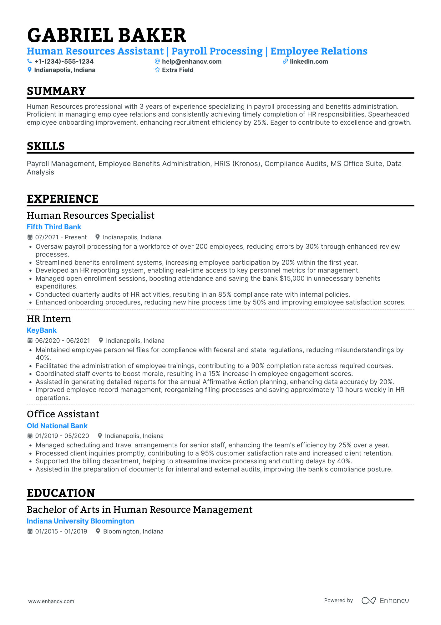 HR Assistant Officer Resume Example