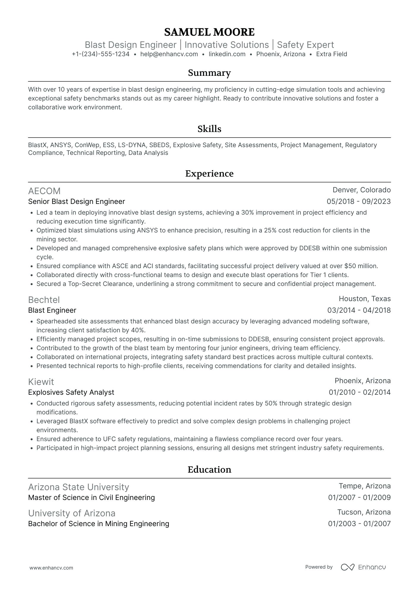 Principal Structural Engineer Resume Example