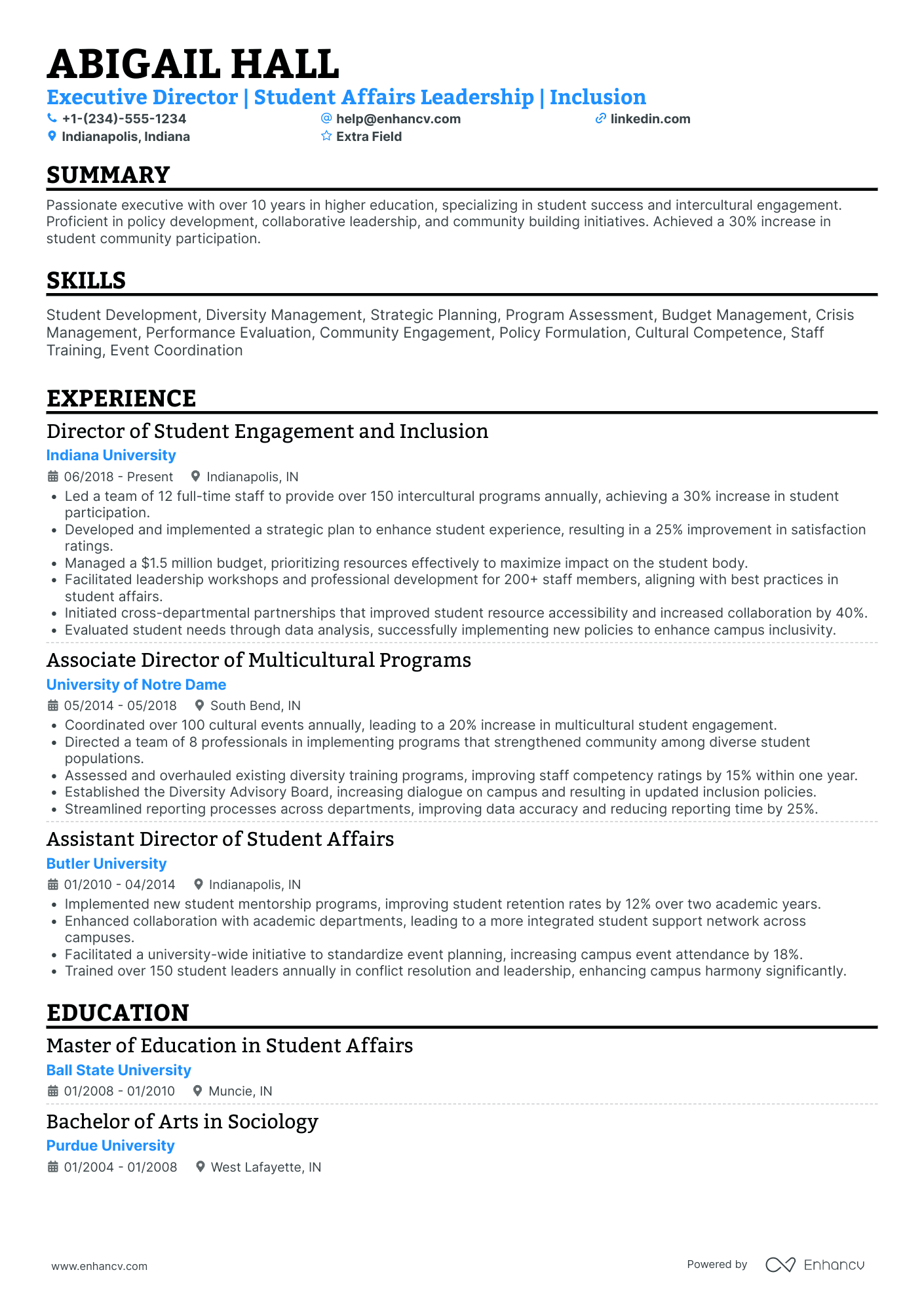 Executive Director of Educational Services Resume Example