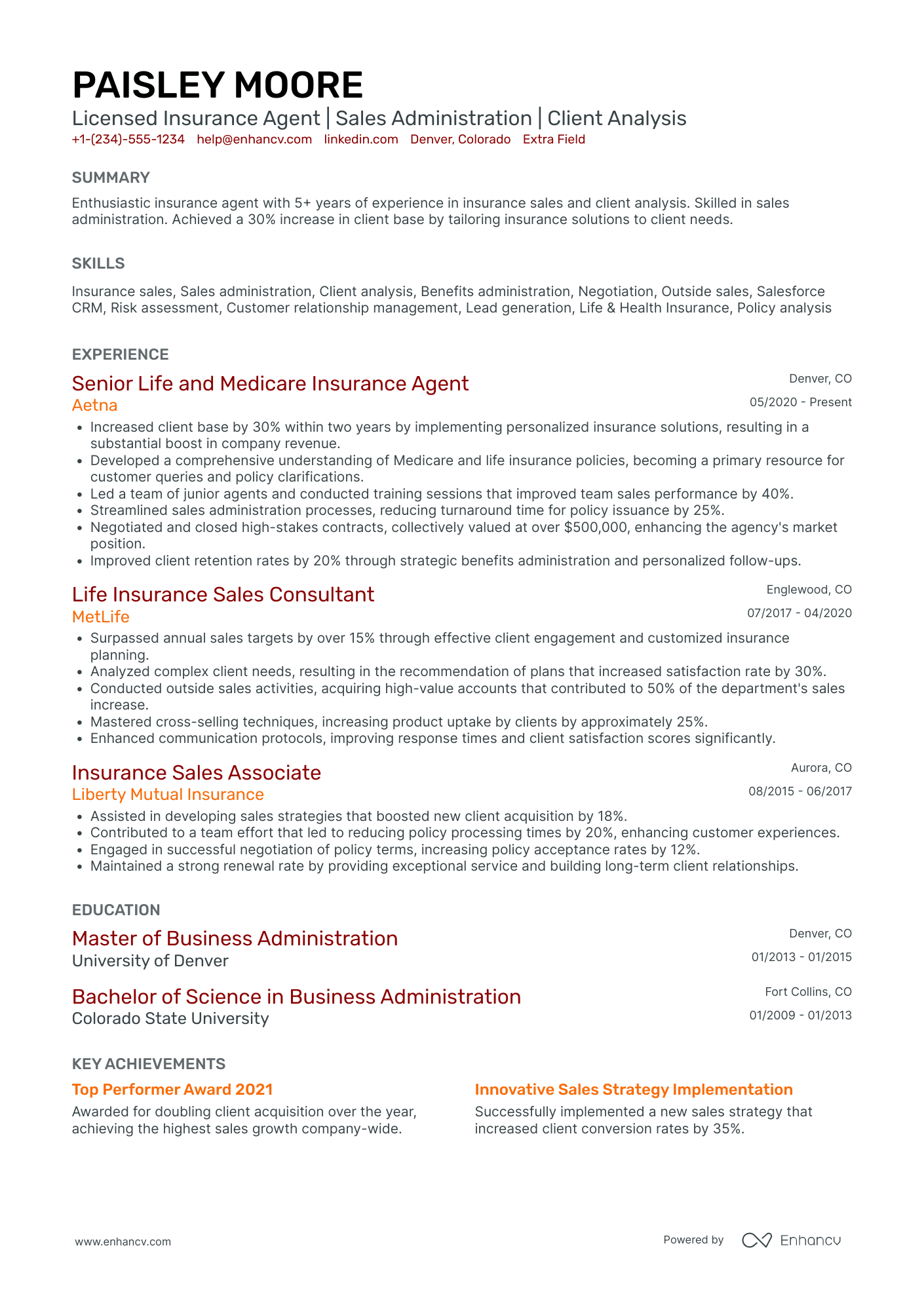 Pet Insurance Agent Resume Example