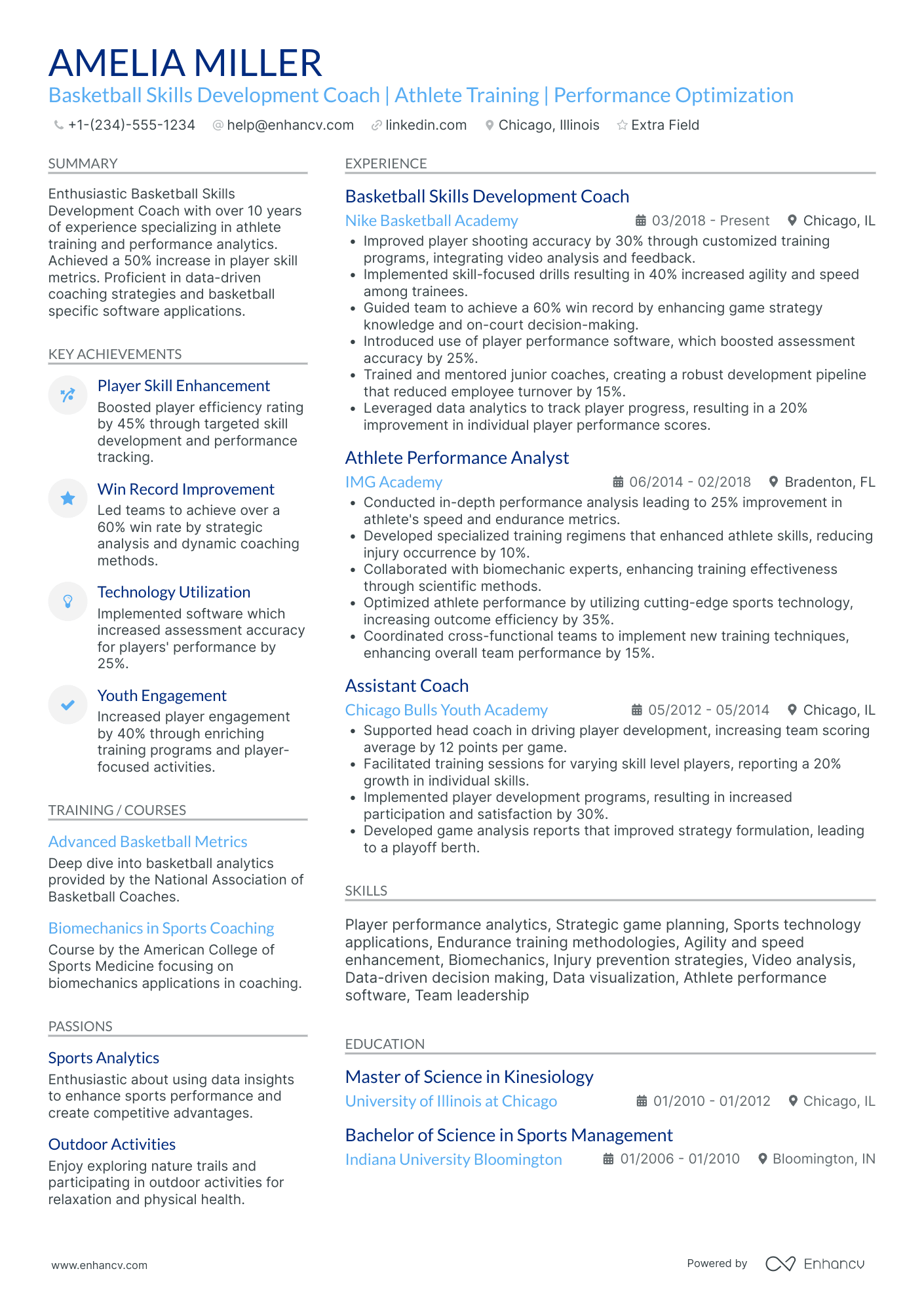 Basketball Skills Development Coach Resume Example