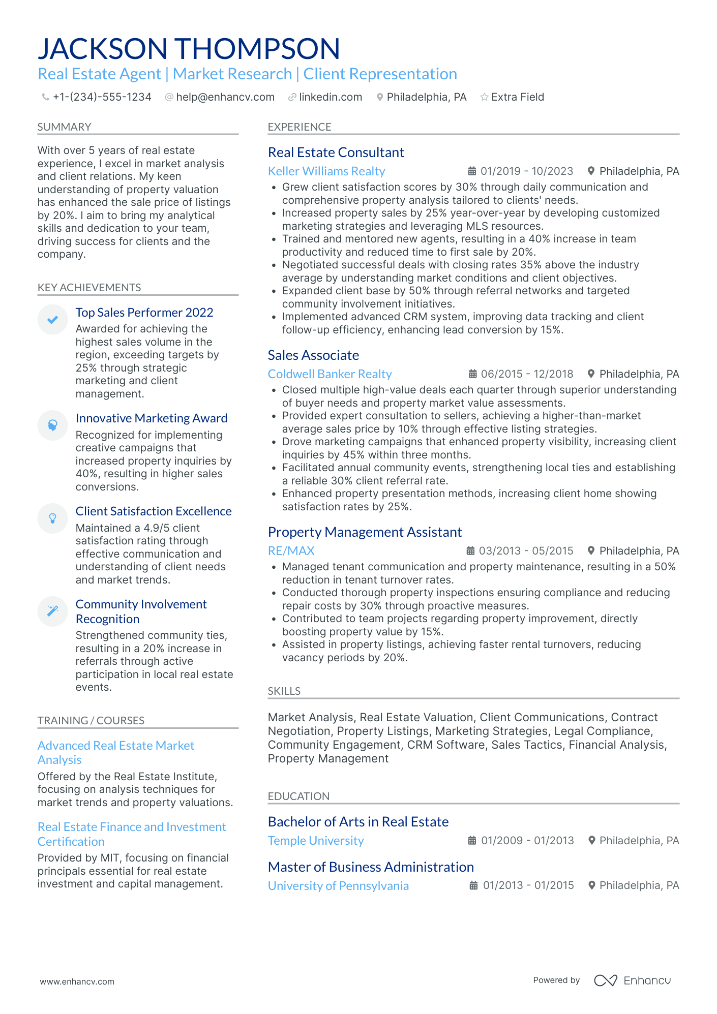 Real Estate Broker Agent Resume Example