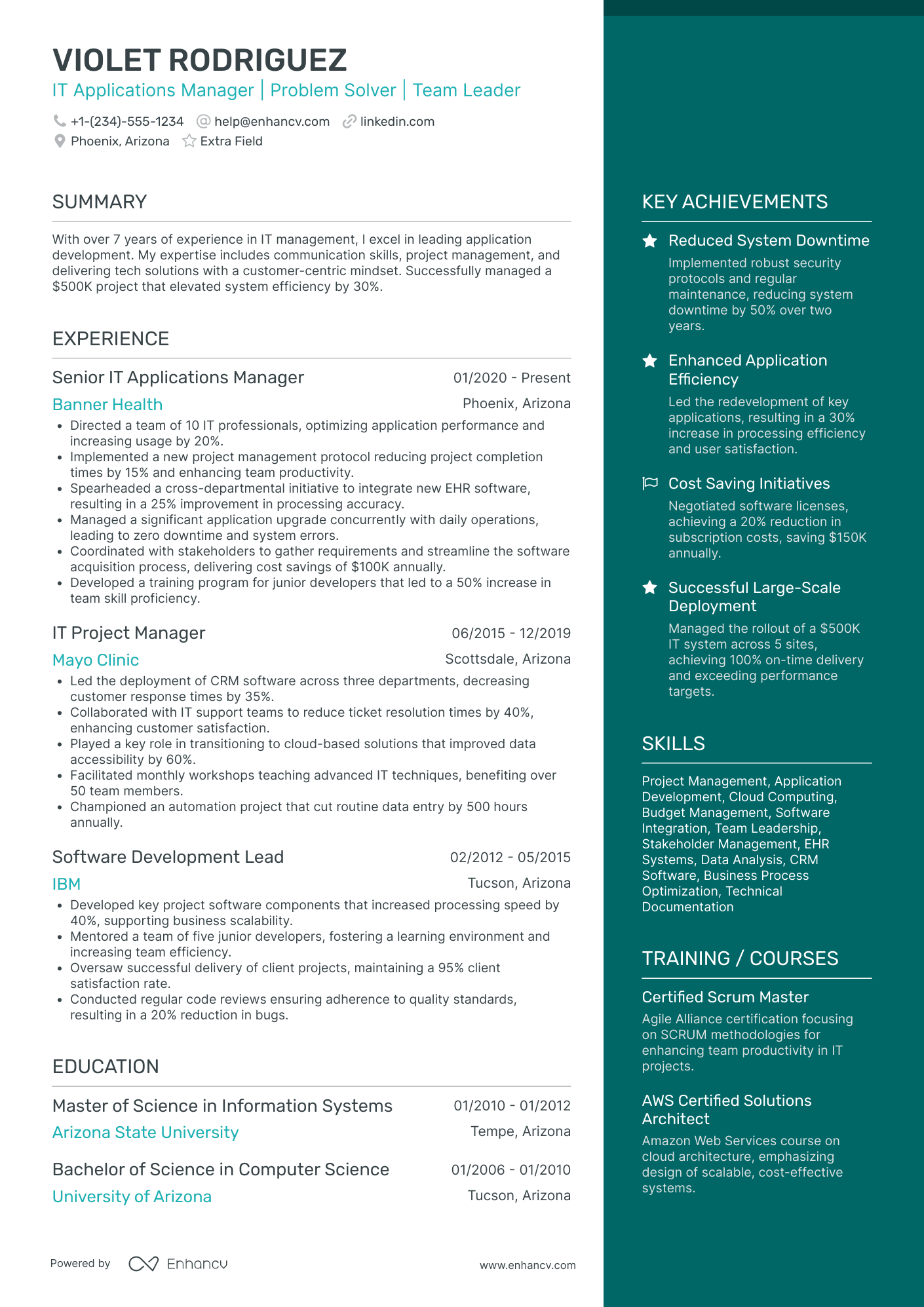 IT Supervisor Resume Example